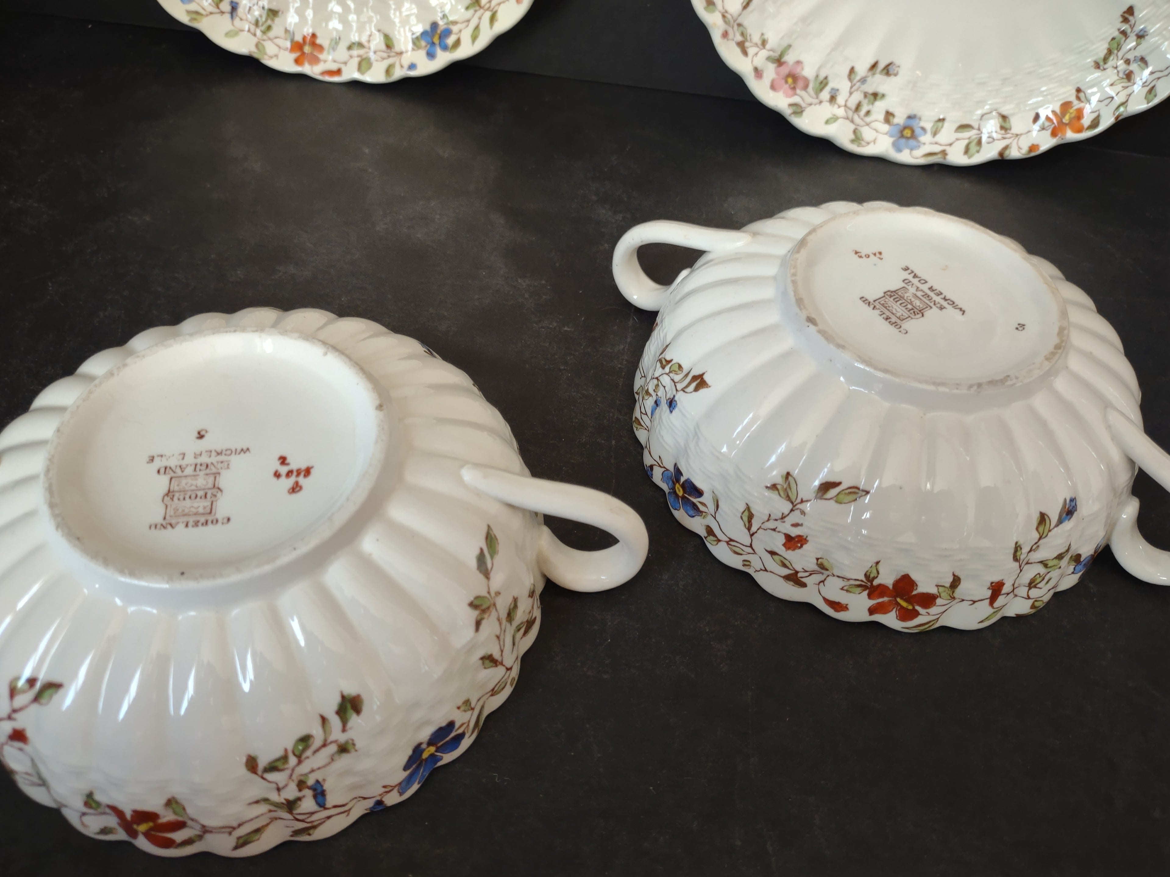 Vintage Spode Cream Soup Cup x 2 Wicker Dale English Countryside (Lot 5771)