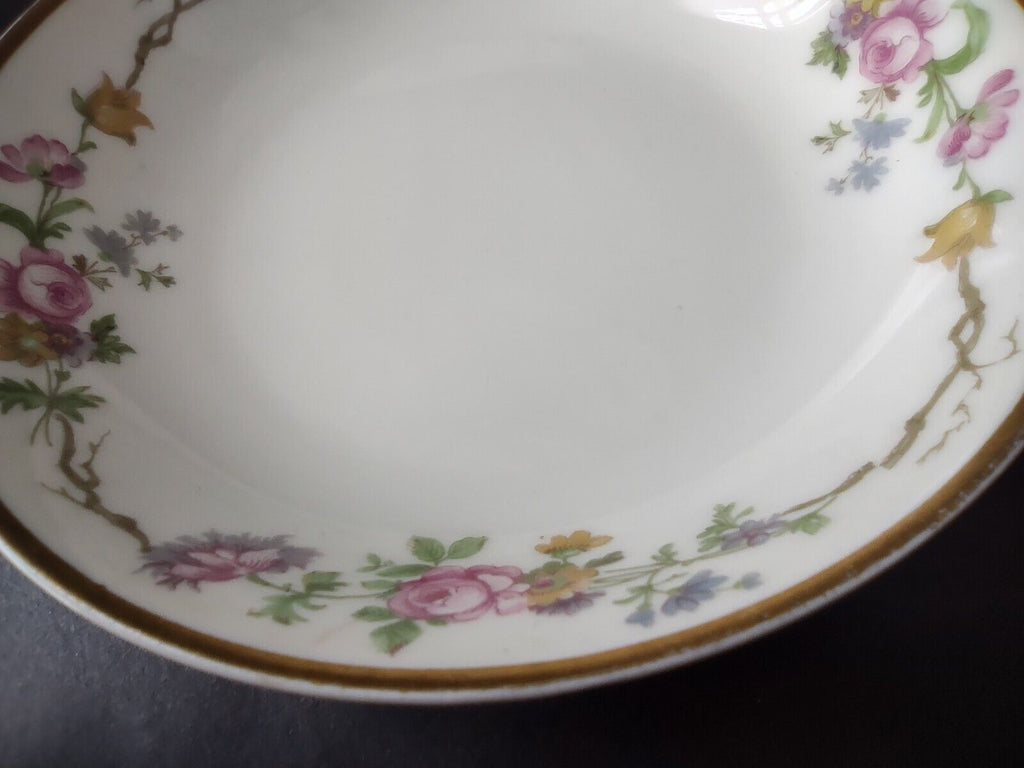 Vintage GDA Limoges Gold Coupe Cranberry Bowl 5" French Chick Cottage (lot 692)