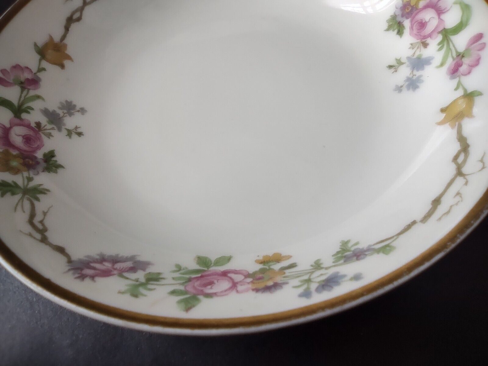 Vintage GDA Limoges Gold Coupe Cranberry Bowl 5" French Chick Cottage (lot 692)