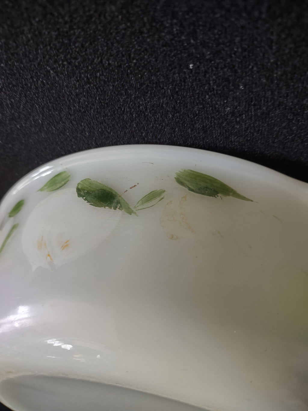 Vintage Fire King 2 Qt Casserole Meadow Green Gay Fad Leaf IMPERFECT (Lot 5134)