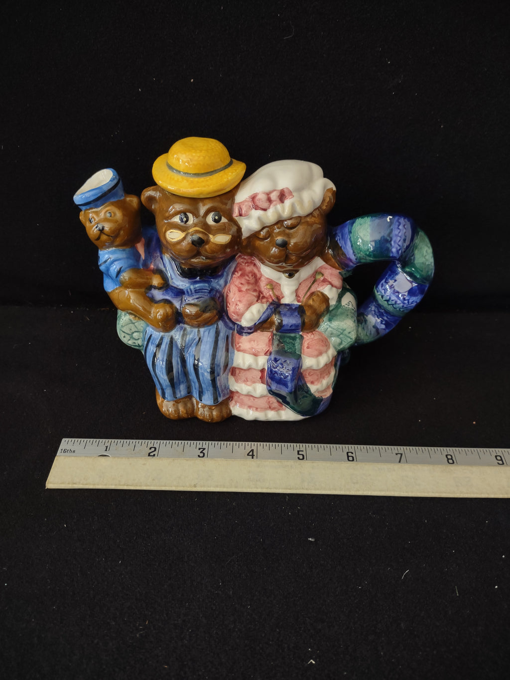 Vintage Collectible Three Bear On Couch Ceramic Teapot (Lot 3795)