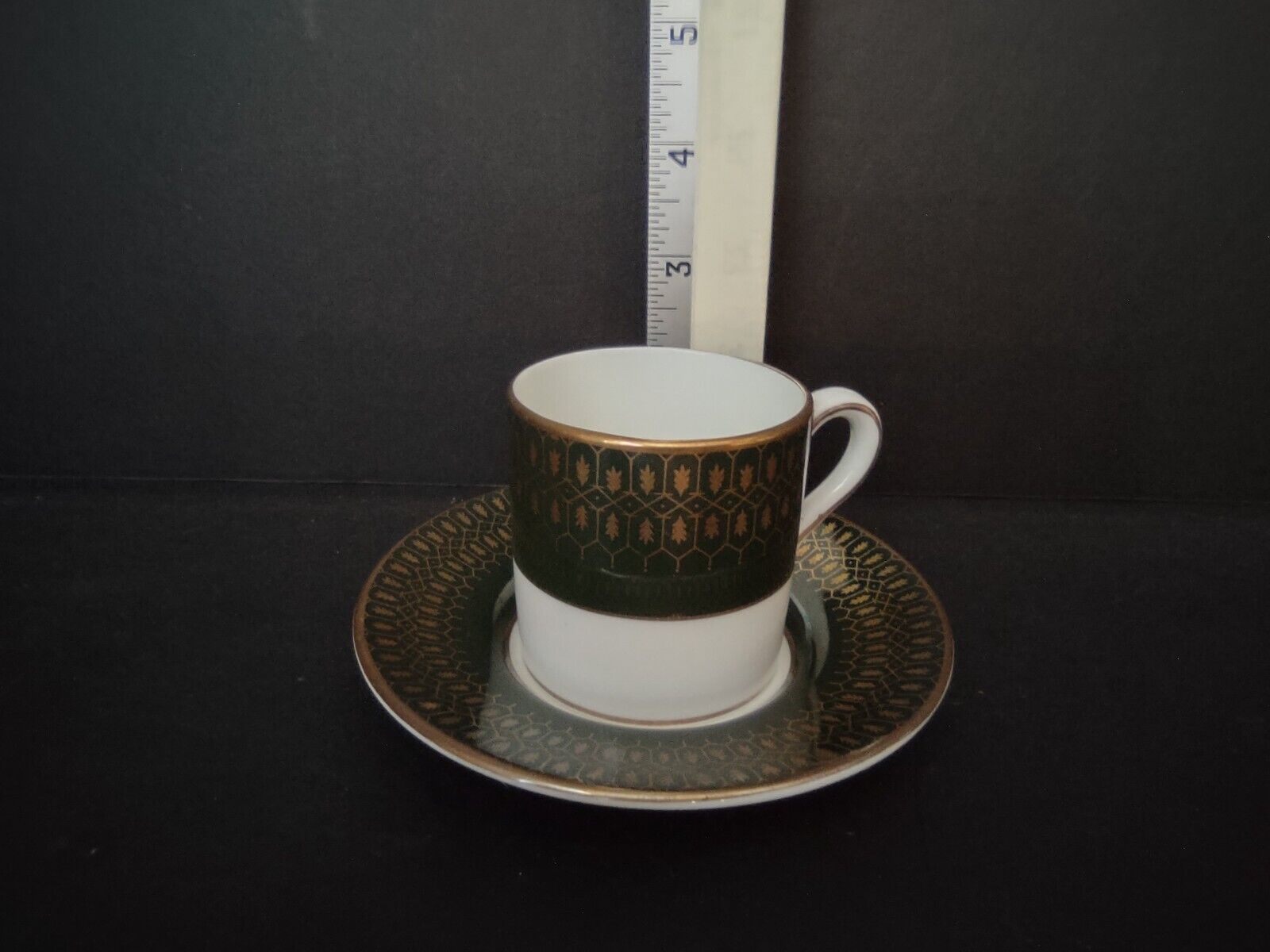 Vintage Coalport Chateau Demitasse Cup Gold Trim Green (lot 513)