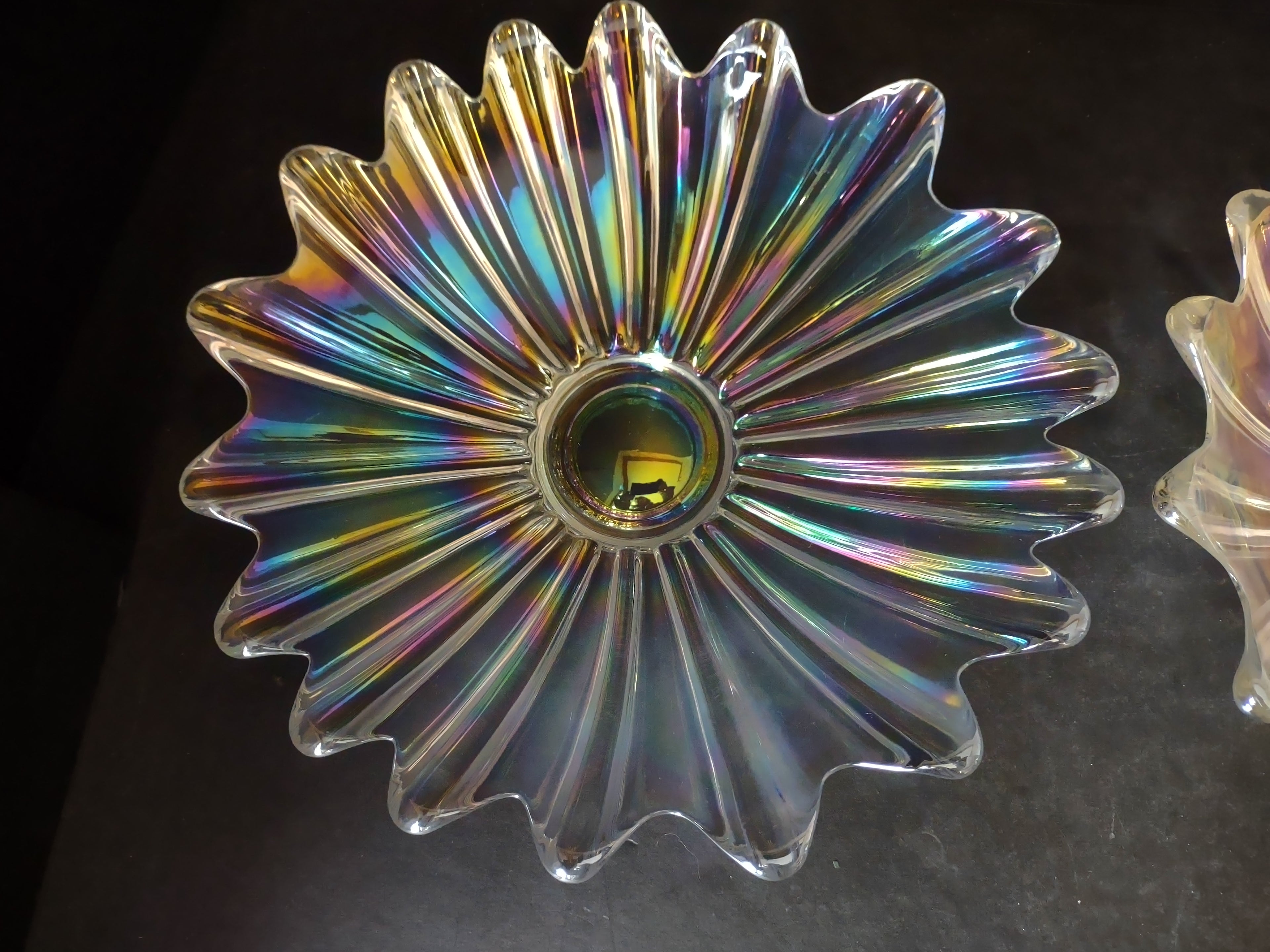 Vintage Set Federal Flower Bowl / Dish Carnival iridescent Celestial (lot 2599c)