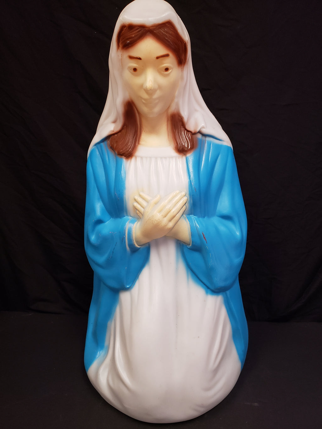 Vintage Christmas Outdoor Blue Open Eyes Mary Blow Mold 27" (lot 2265)