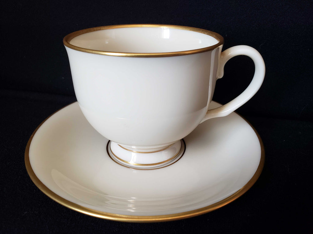 Vintage Lenox Mansfield White Gold Band Tea Cup with Saucer (lot 1935)