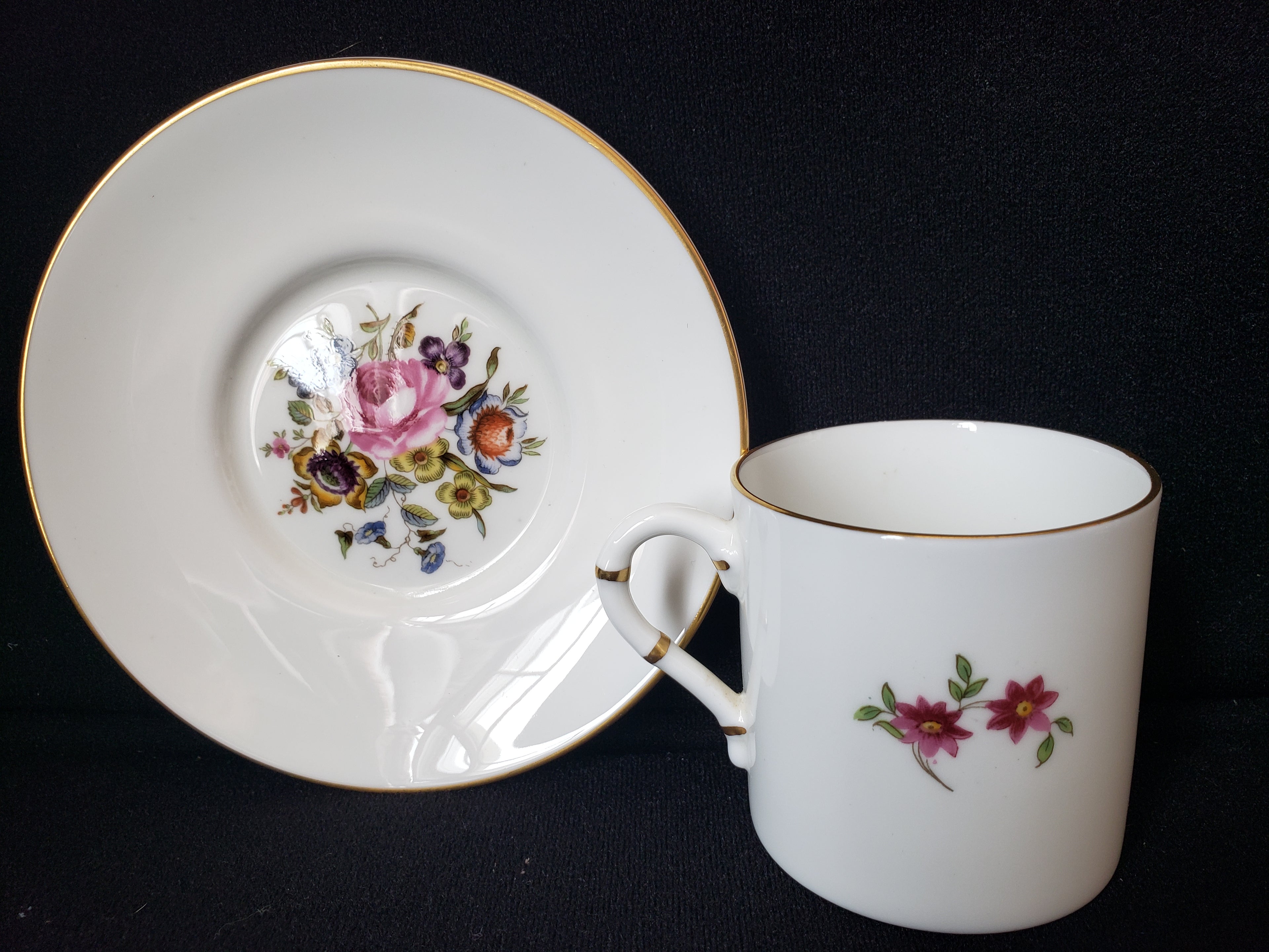 Vintage Royal Worcester Demitasse Cup with Saucer Roses (lot 2068)