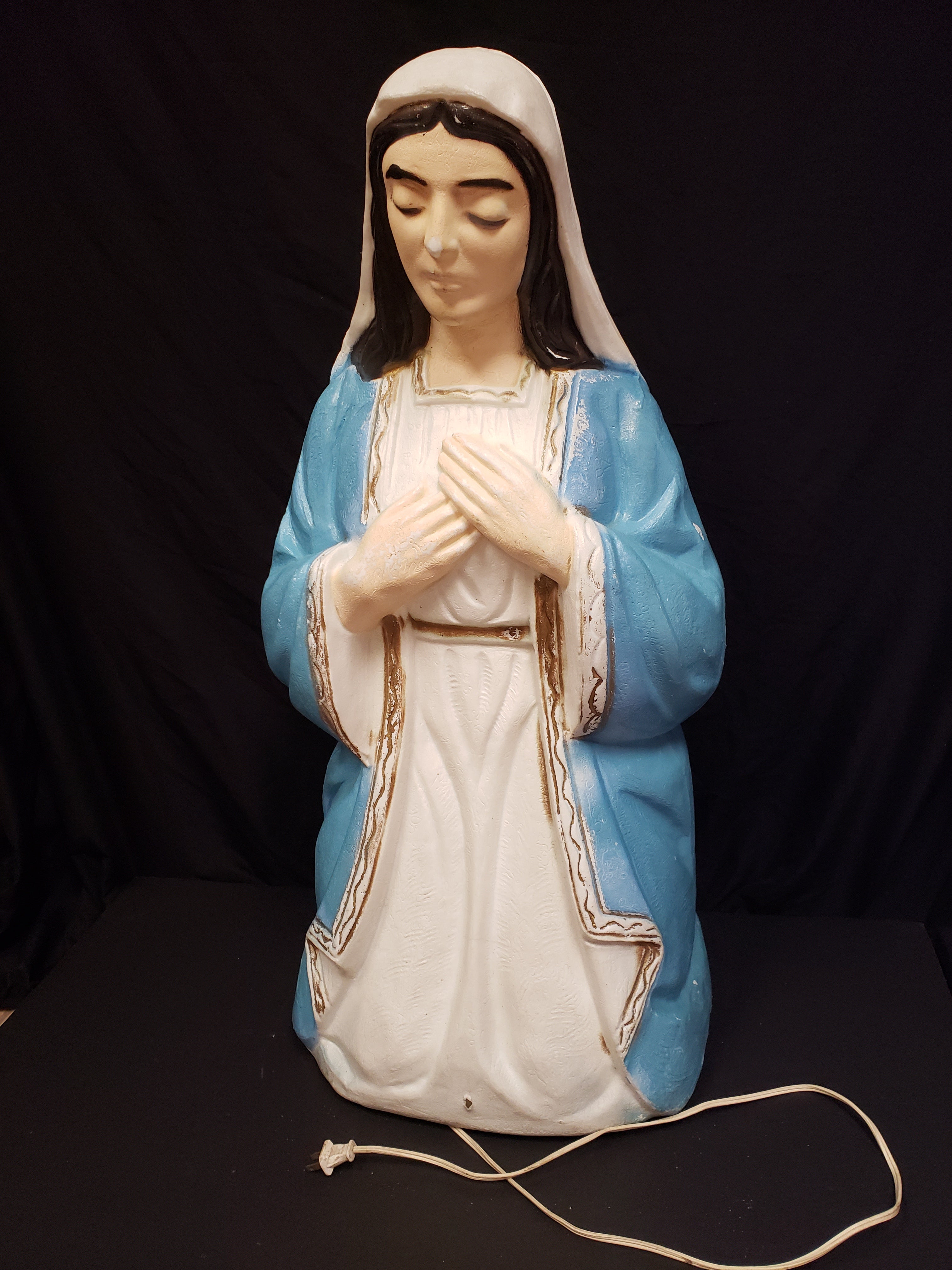 Vintage Christmas Outdoor Blow Mold Nativity Mary Figurine 32" (lot 2242)