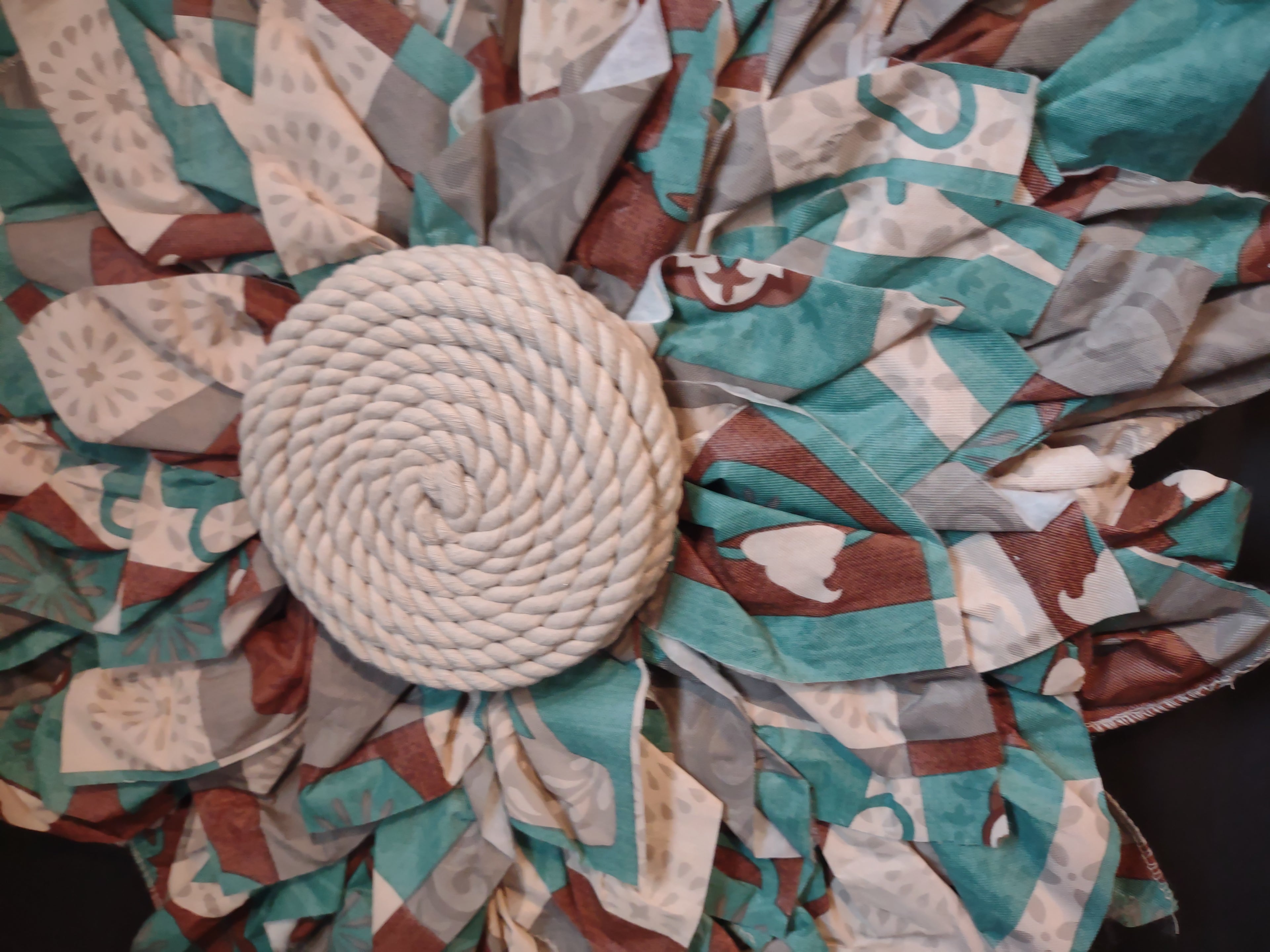 Front Door Wreath Spring Turquoise Brown Decor (lot 1366)