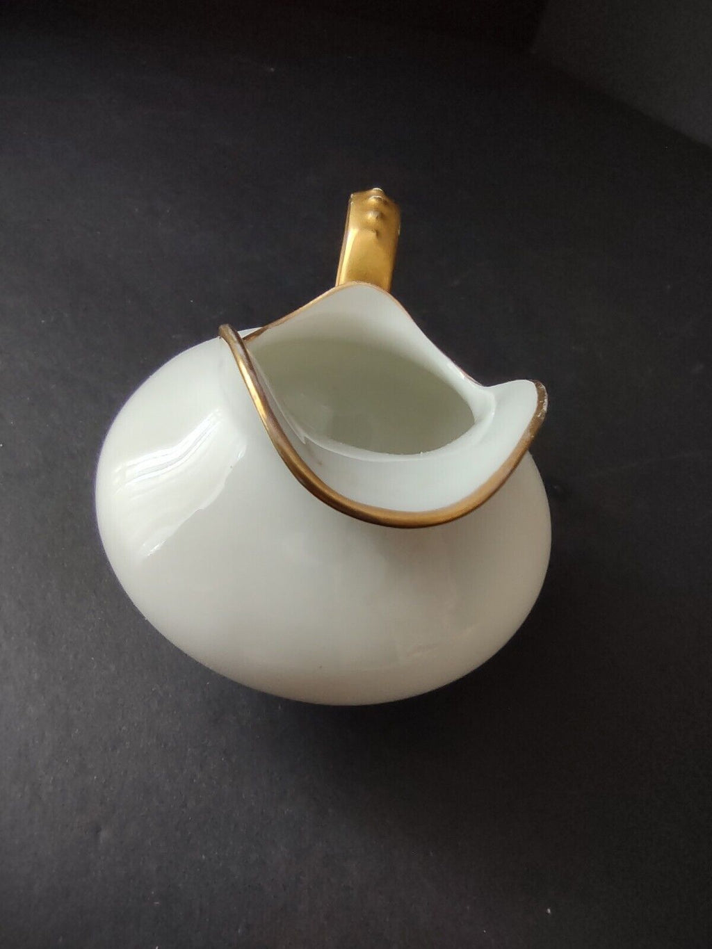 M. Redon France Limoges Heavy Thick Gold Trim Creamer Pitcher 3" tall (lot 713)
