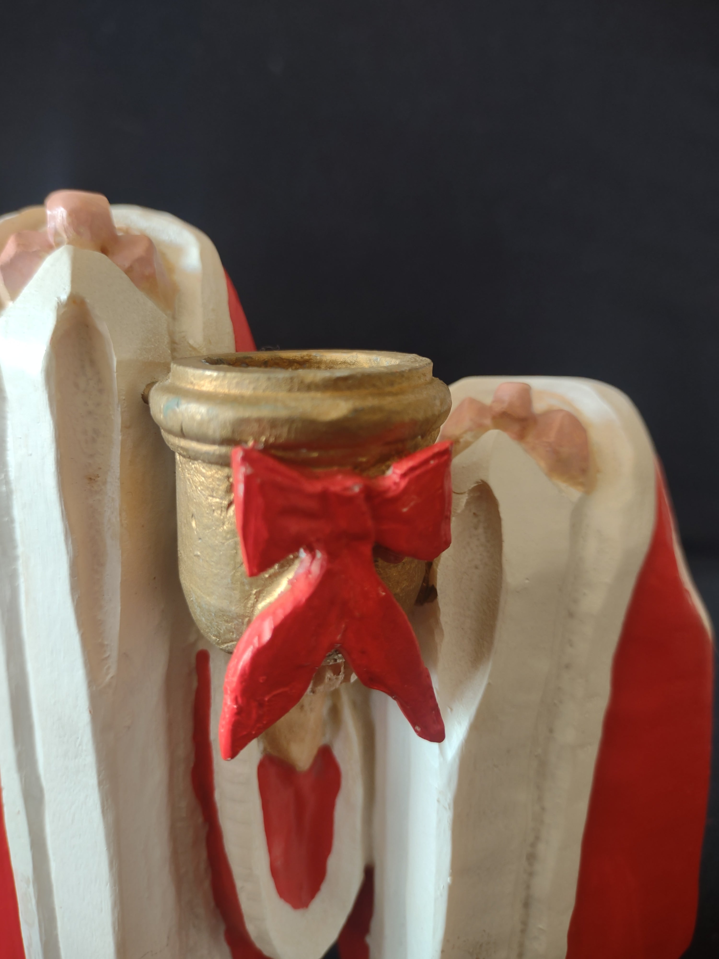 Vintage Christmas Department 56 Two Barefoot Santas Taper Candle Holder (Lot4551