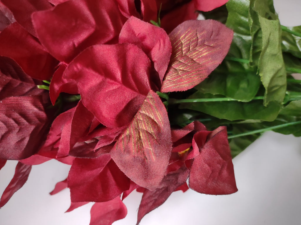 Christmas Lot Artificial Flower Poinsettia Red 12 stems 17" Long (lot 3344)