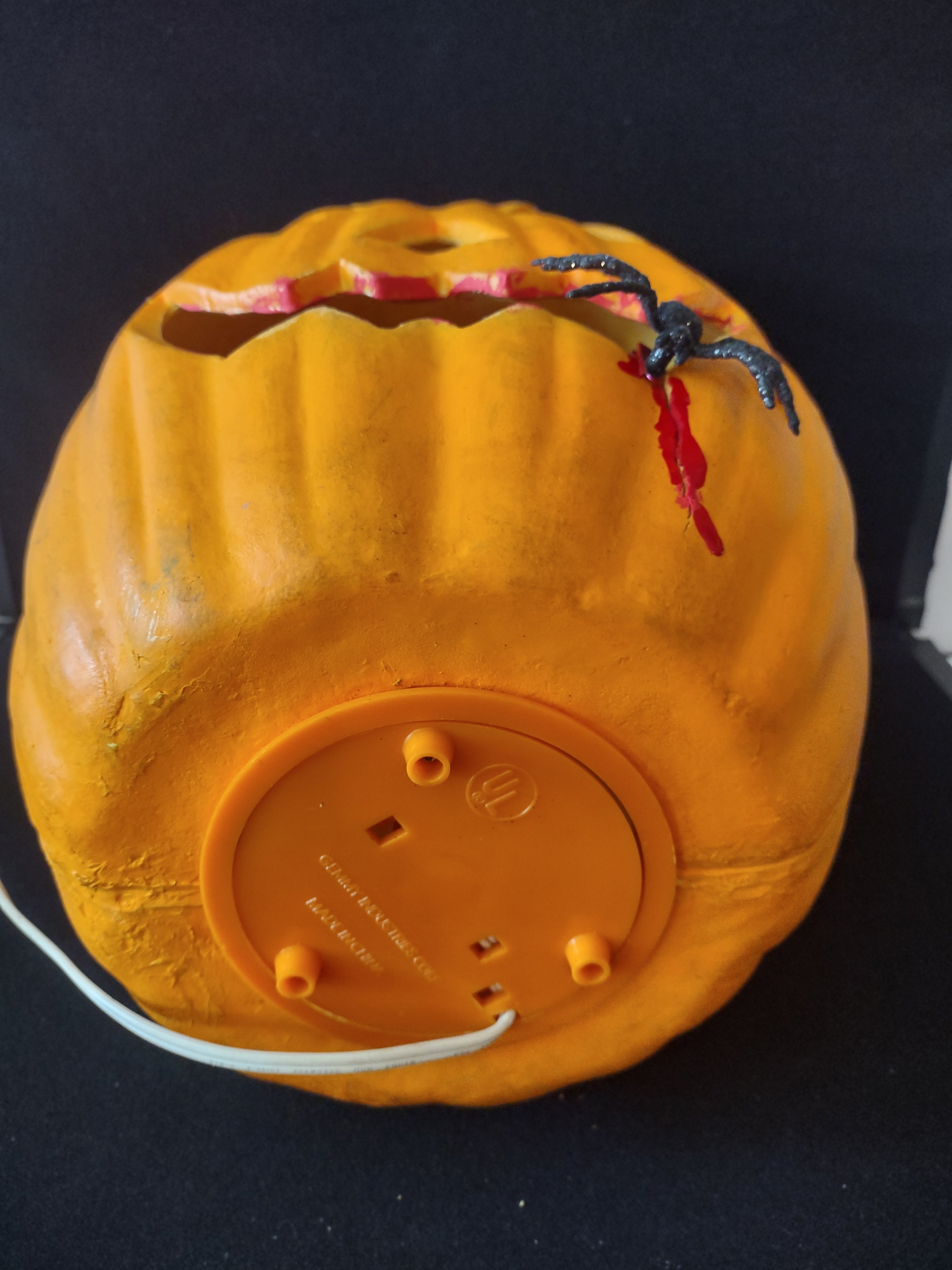 Vintage Lighted On/Off Switch Foam Pumpkin With Spider (Lot 3501)