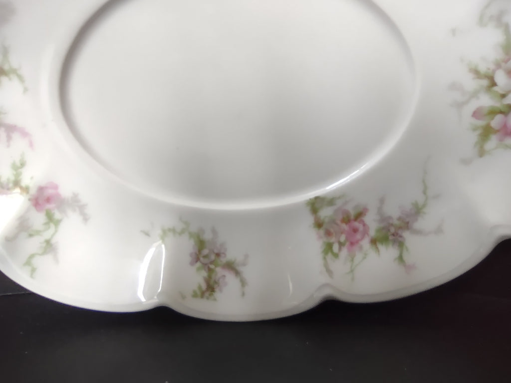 Haviland Limoges Gravy Bowl UNDERPLATE ONLY White Cabbage Rose Moss (lot 911)