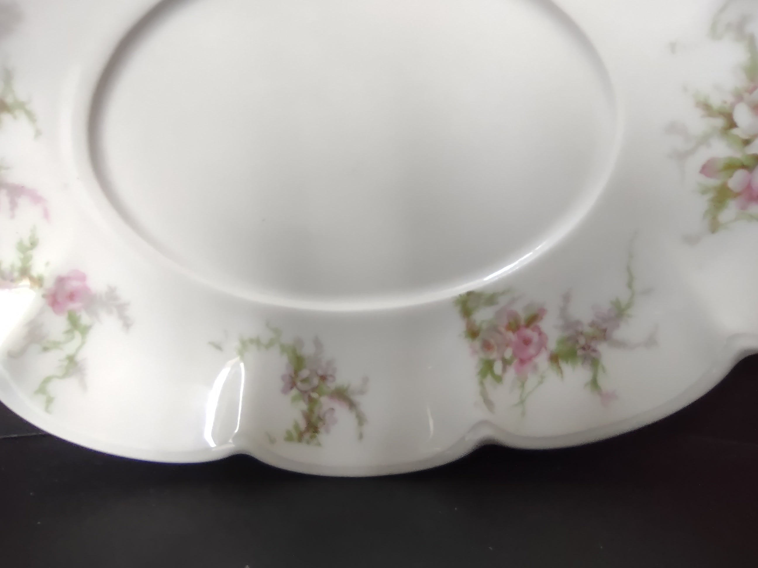 Haviland Limoges Gravy Bowl UNDERPLATE ONLY White Cabbage Rose Moss (lot 911)
