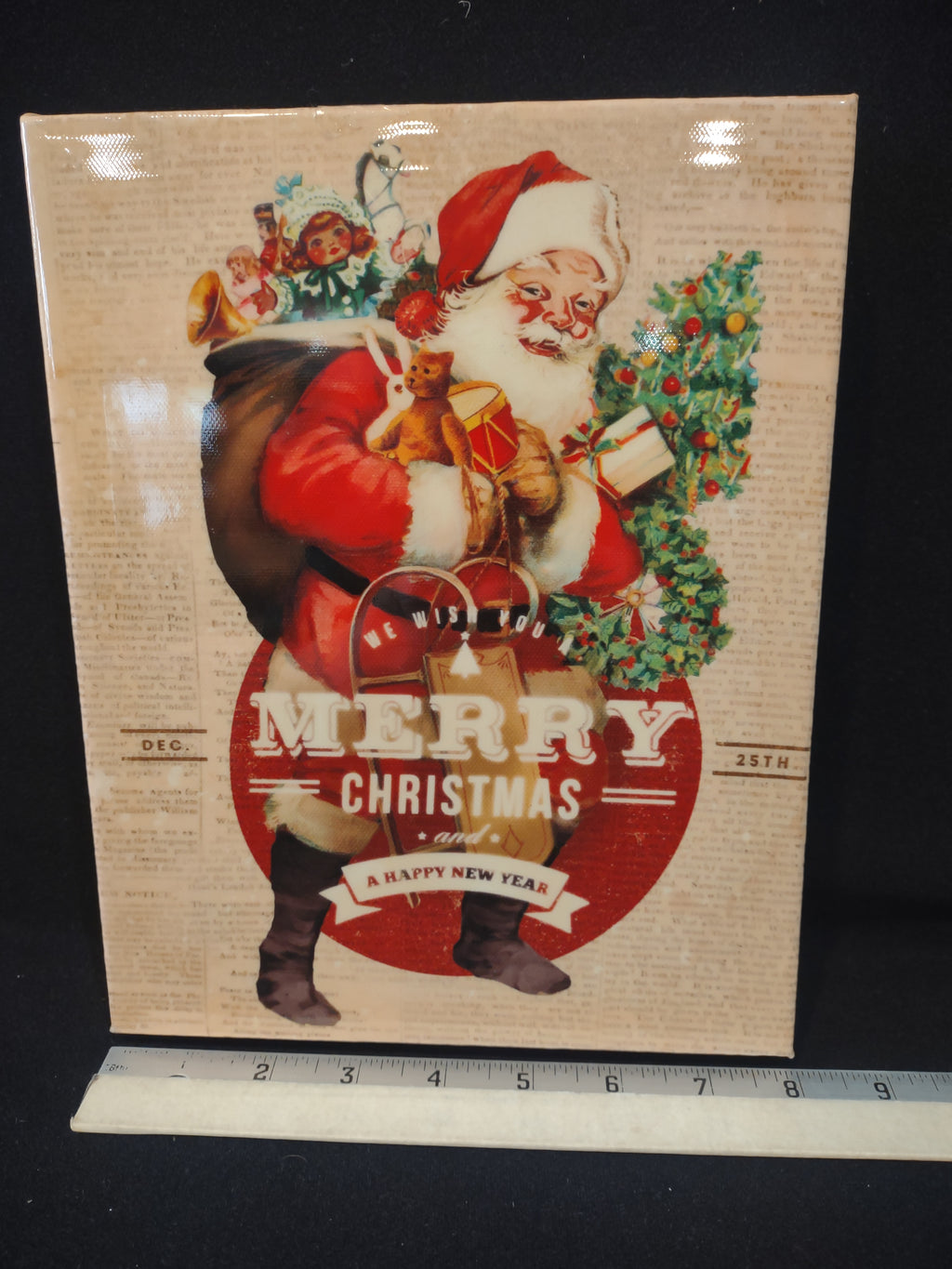 Christmas Decoupage Santa Claus Wall Hanging Picture Art (Lot4607)