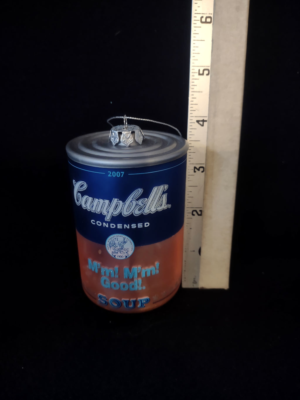 Vintage 2007 Groovy Campbells Soup Can Christmas Ornament Pink Blue (Lot 4687)