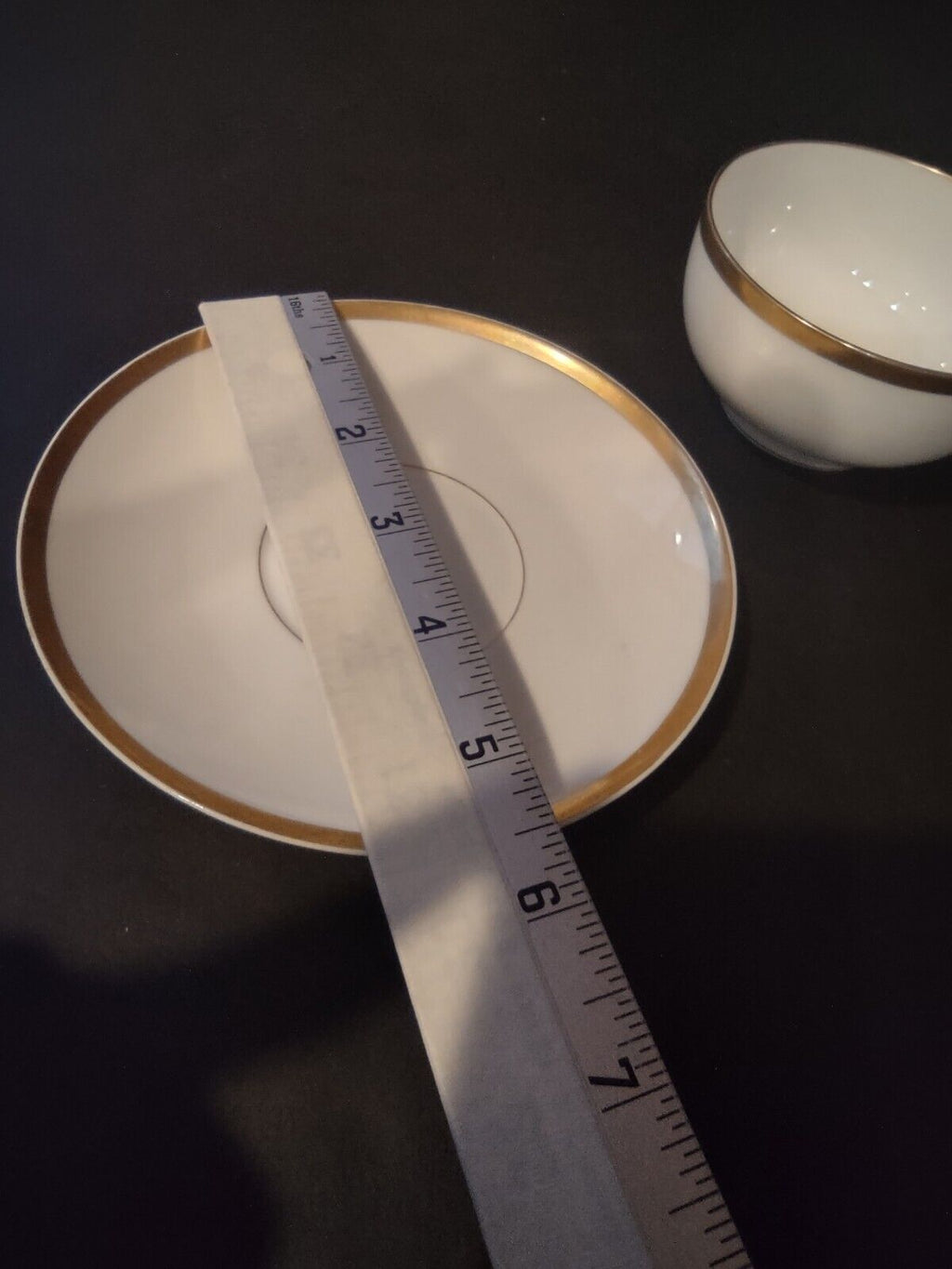 GDA Limoges France Porcelain Cup & Saucer White Gold Trim (lot 683)