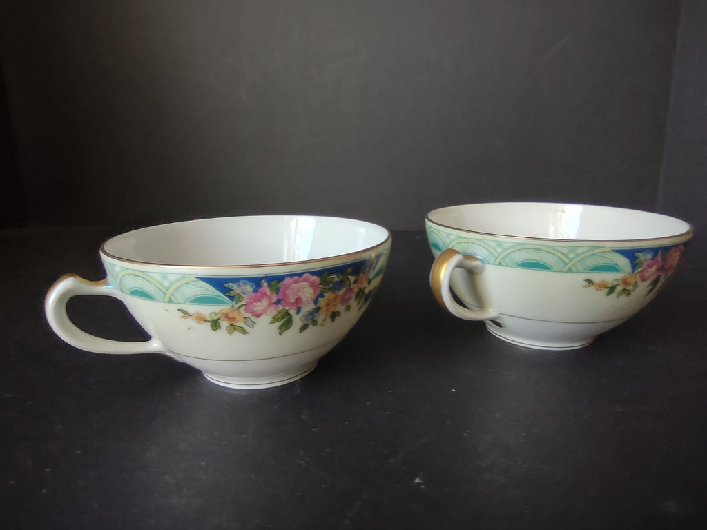 Haviland Limoges Massachusetts 2 x Tea Cup ONLY Blue Floral (lot 936)