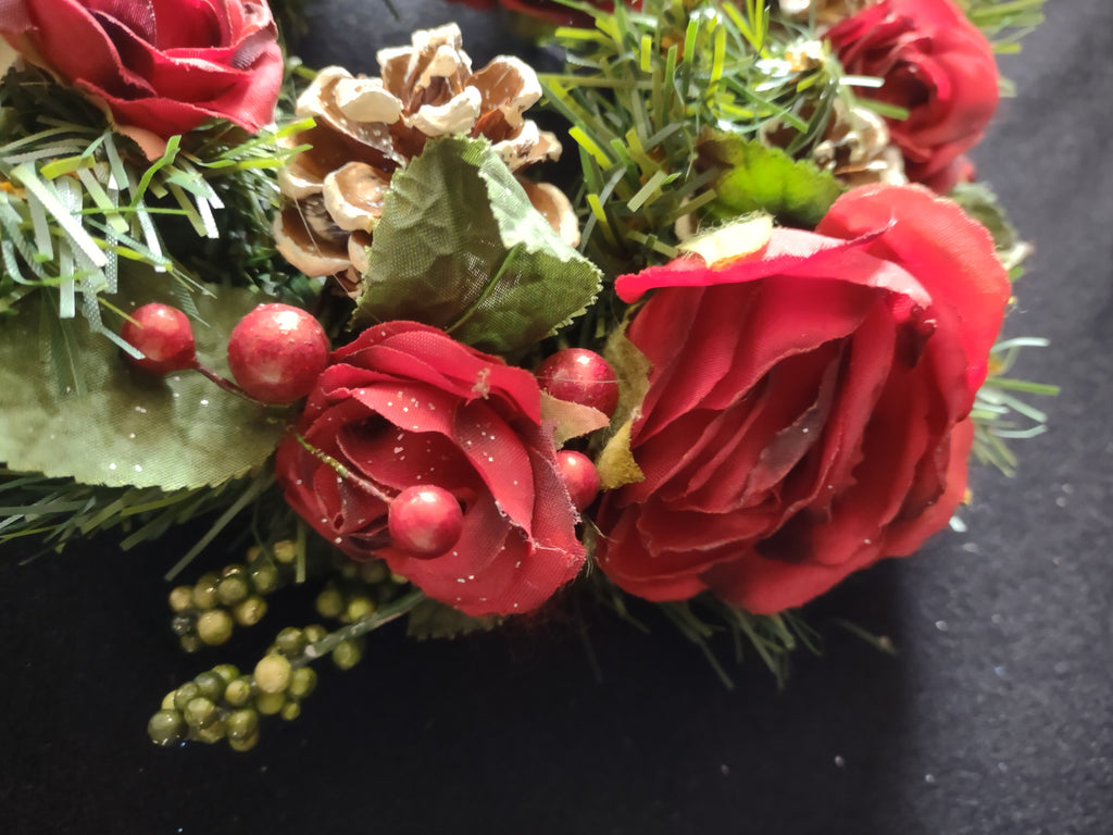 Vintage 2 Small 8" Wreath Pine Cones Roses Berries with 3" Center (Lot 4769)