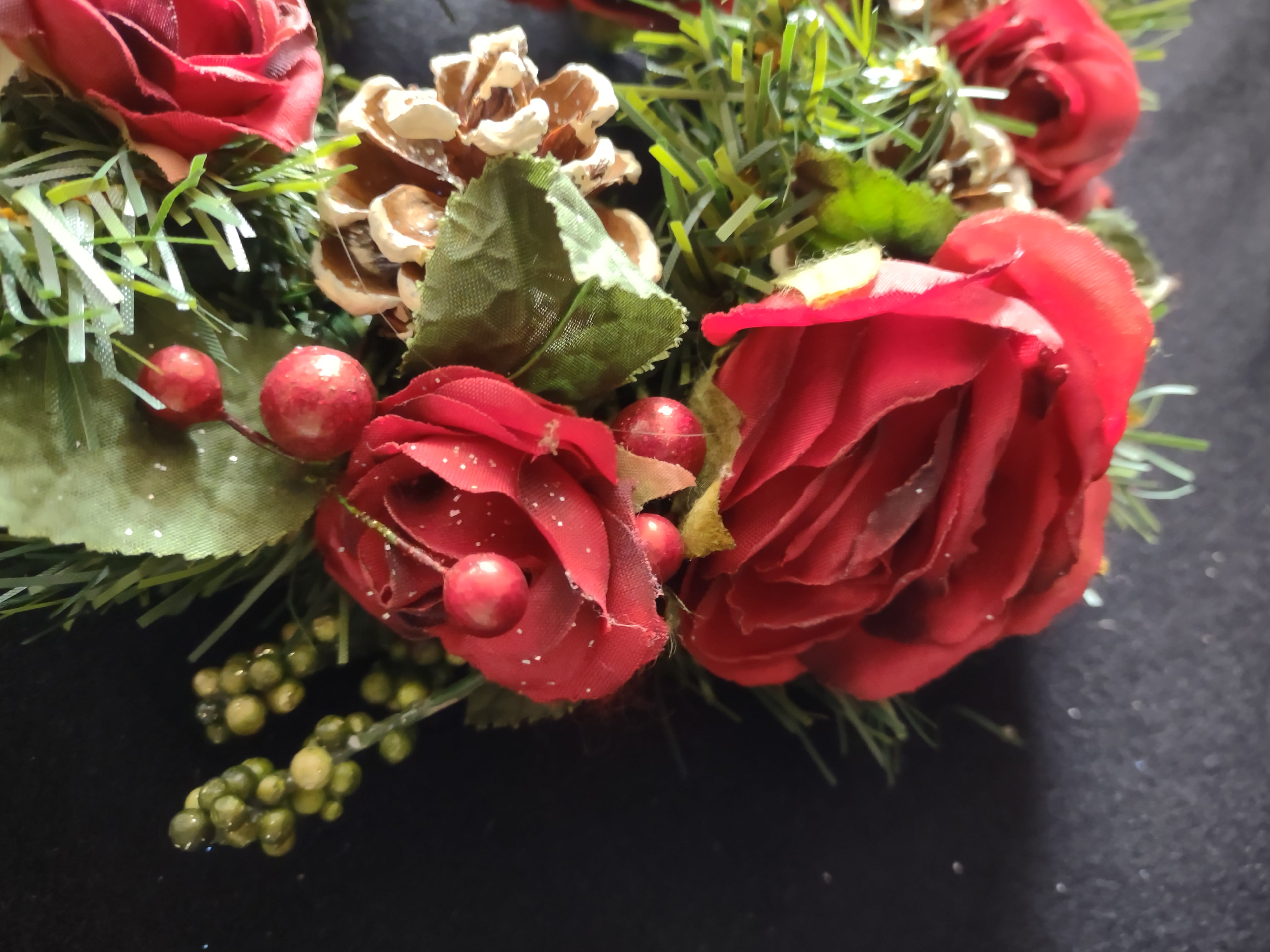 Vintage 2 Small 8" Wreath Pine Cones Roses Berries with 3" Center (Lot 4769)