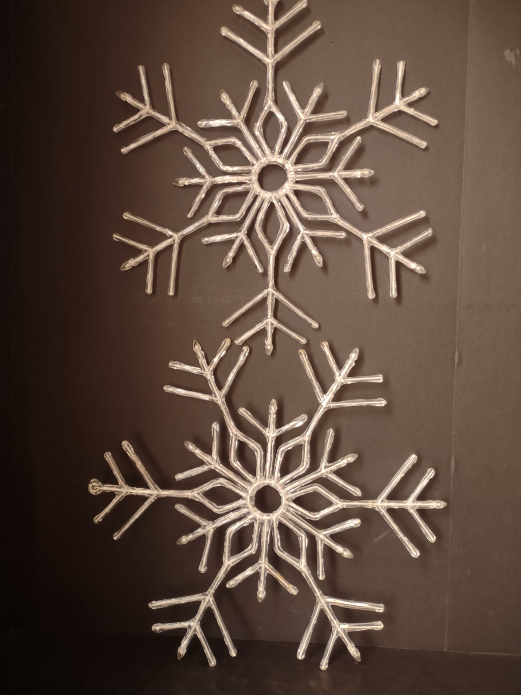 Vintage Christmas Plastic Snowflake 18" Set of 2 (lot 3340)