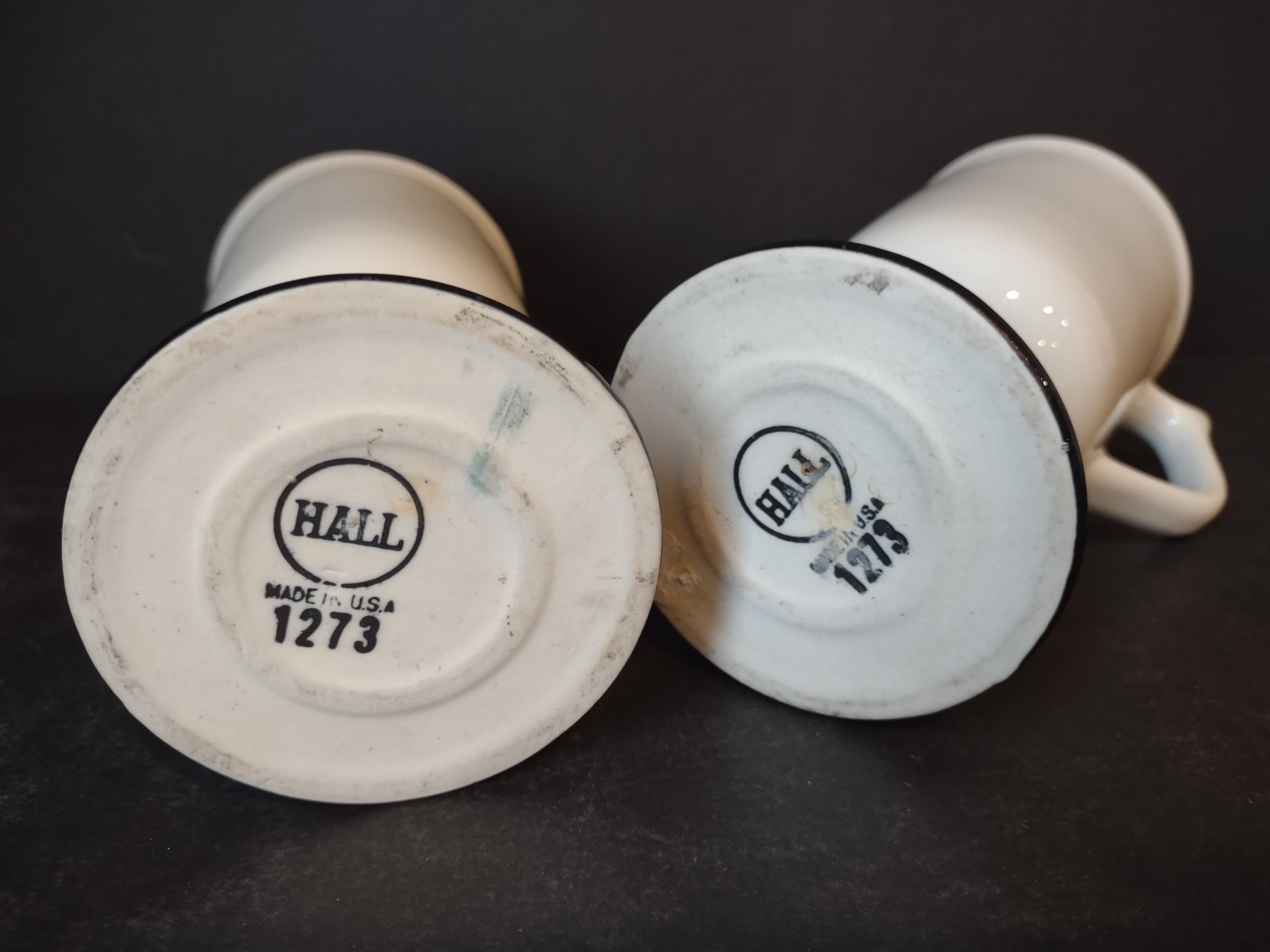 Vintage Irish Coffee Mug x 2 USA Hall Two DIFFERENT Mugs His and Hers (lot 5424)