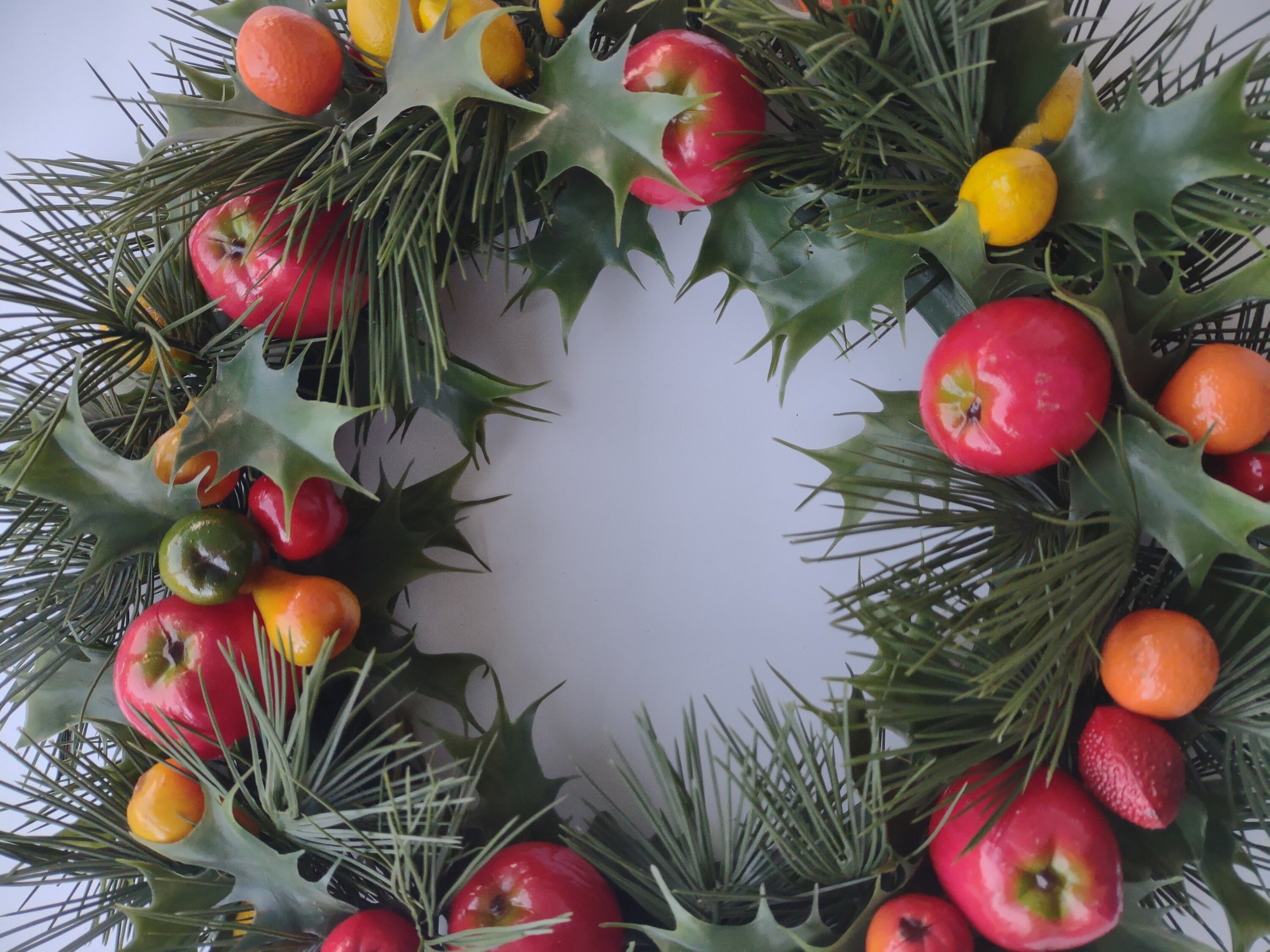 Halloween Artificial Fruit Autumn Fall Green Orange Yellow Wreath 14" (lot 3068)