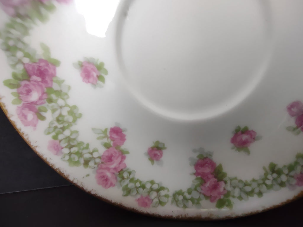 JP France for T.G. Evans & Co Pittsburgh Saucer ONLY Rose Garland (lot 835)