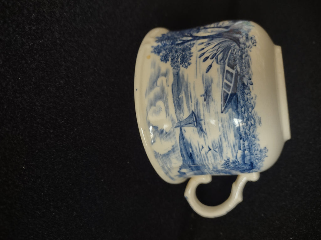 Vintage Staffordshire England Teacup Ironstone Blue Landscape (Lot 5637)