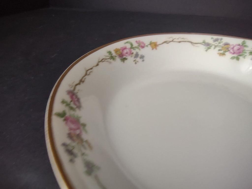 Vintage GDA Limoges Gold Coupe Soup Bowl Plate Summer Flower Garland (lot 691)