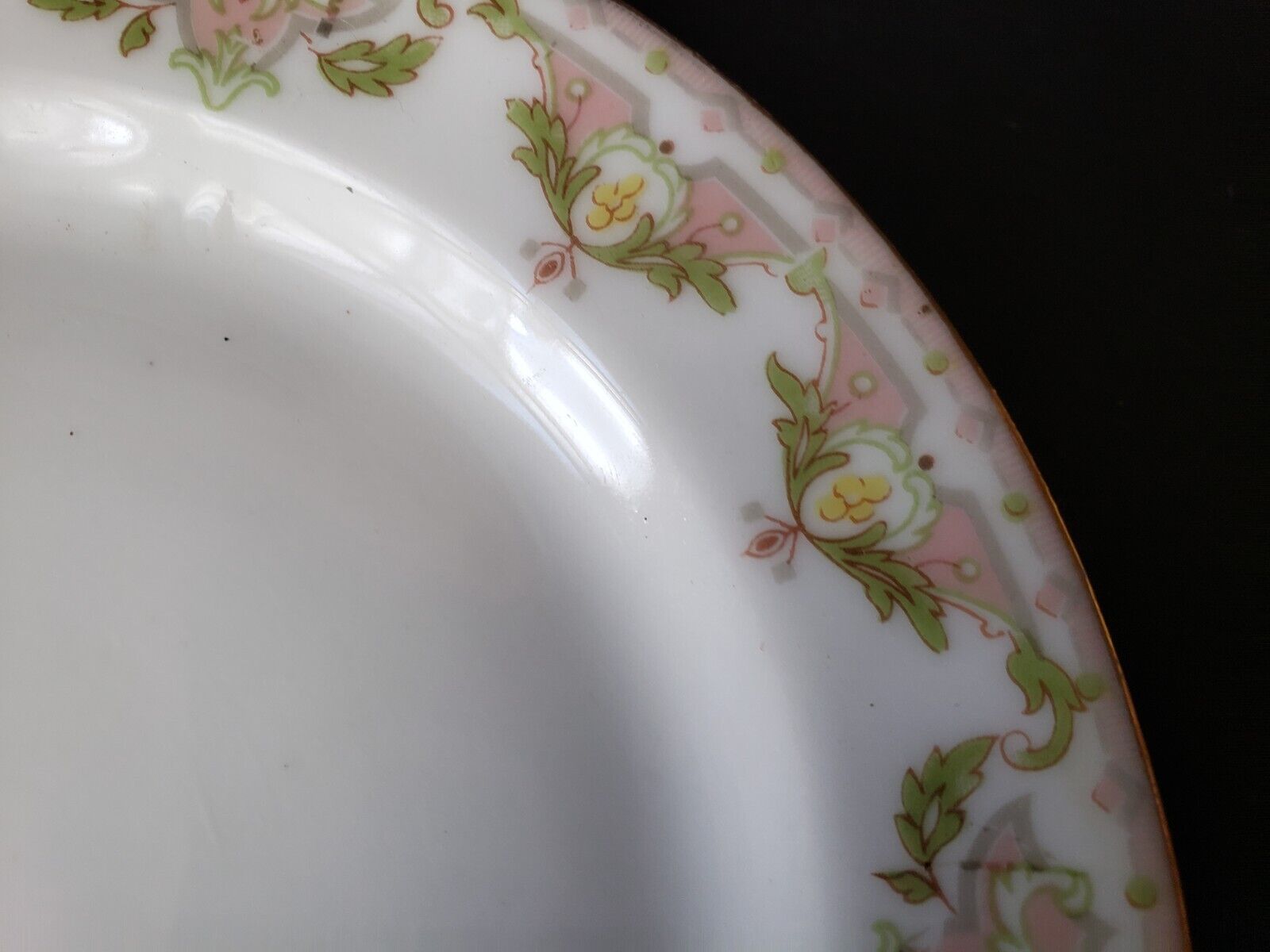 JP (Jean Pouyat) France Bread Butter Plate Pink Green Yellow (lot 620)