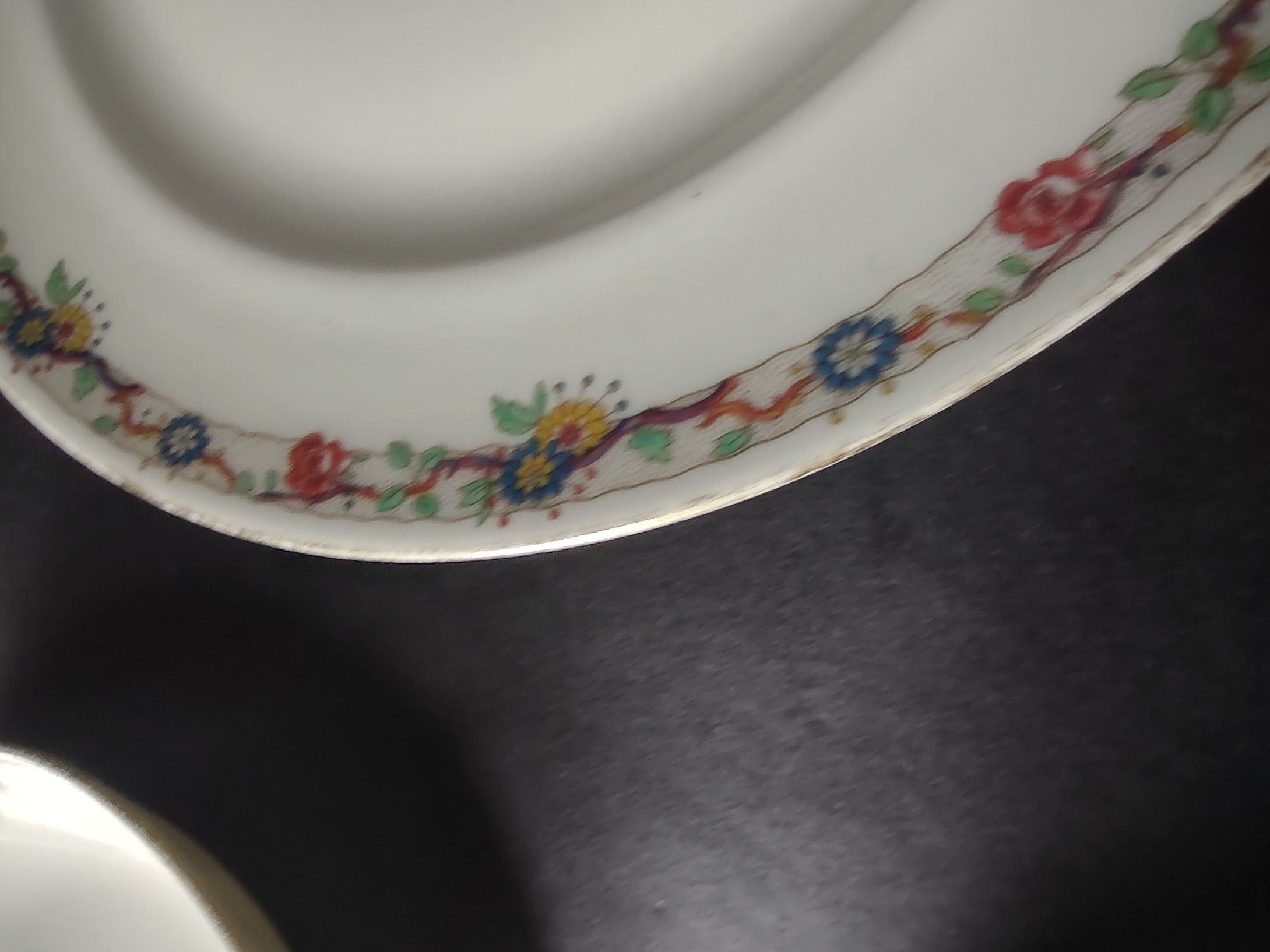 Depose Ahrenfeldt Limoges Dinner Dessert Bread Plate Pink Yellow Rose Gold (861)
