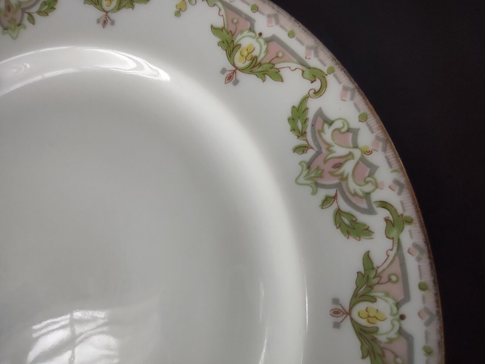 JP (Jean Pouyat) France Dessert Plate Pink Green Yellow (lot 623)