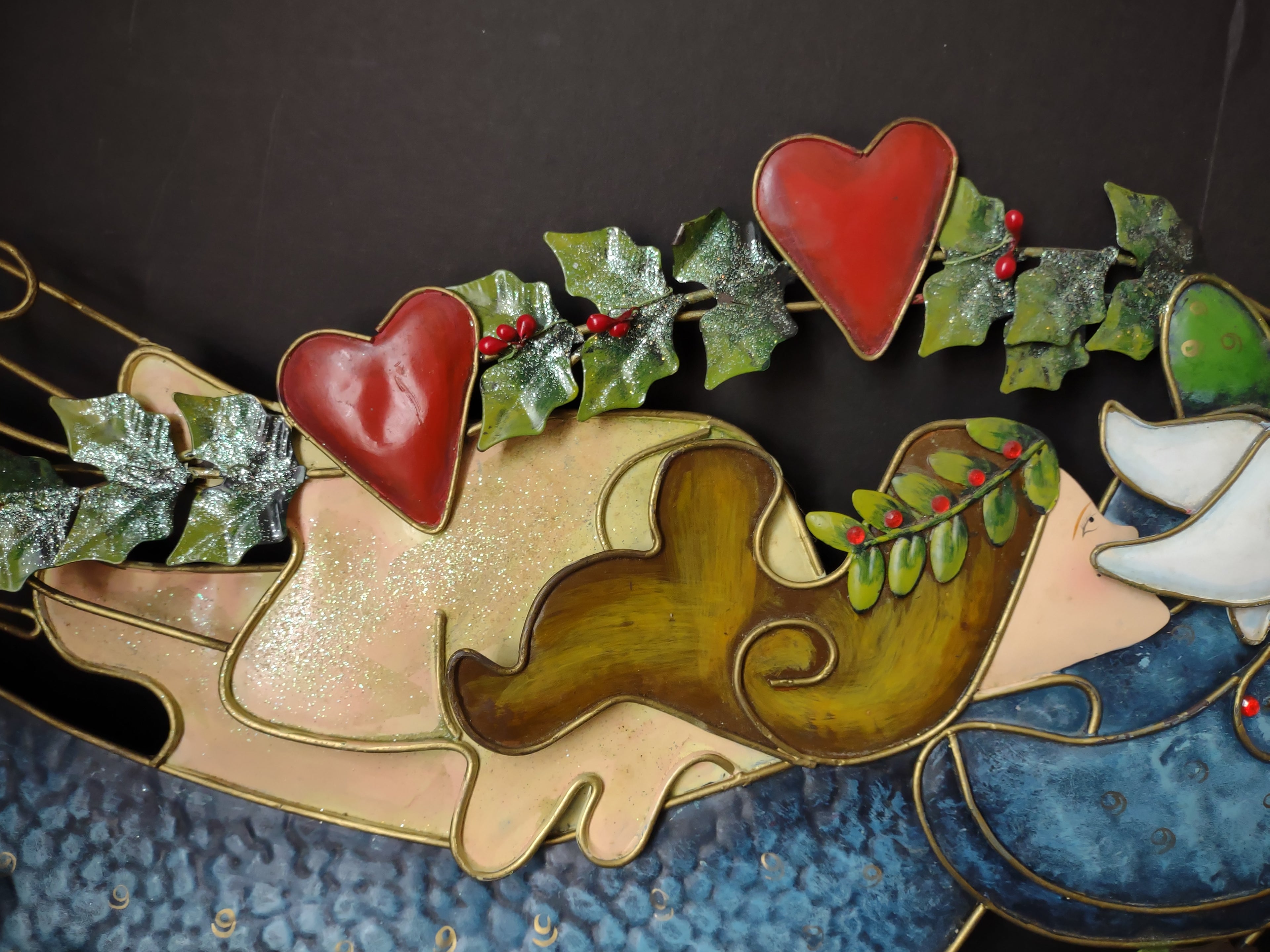 Vintage Christmas Peace Angel Metal Sign Wall Hanging 23"x14" (lot 3328)