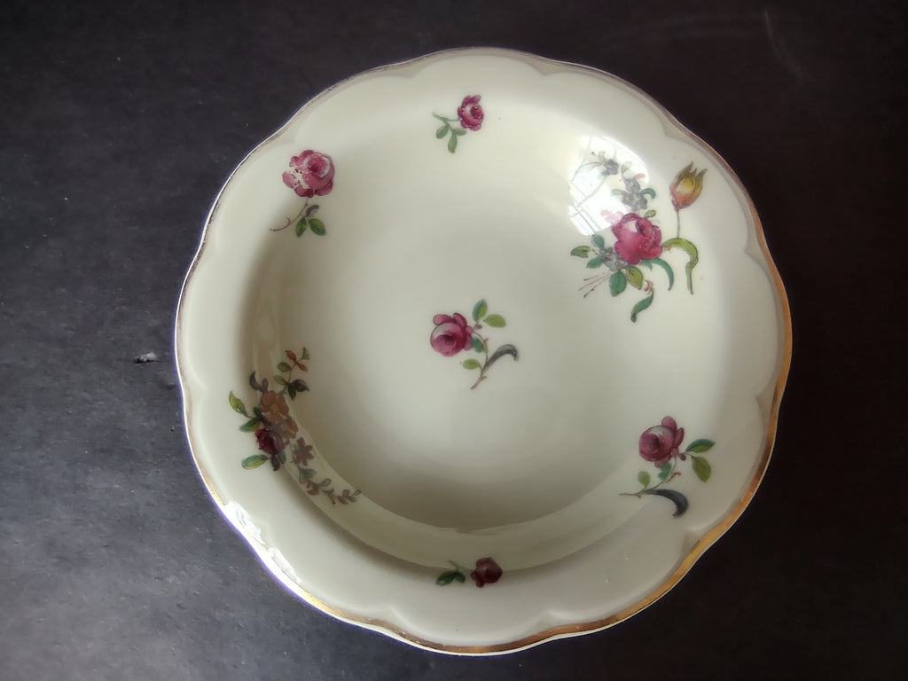 Haviland Limoges 6 x Small 5" Cranberry Bowl Peony Flower Cream Color (lot 924)