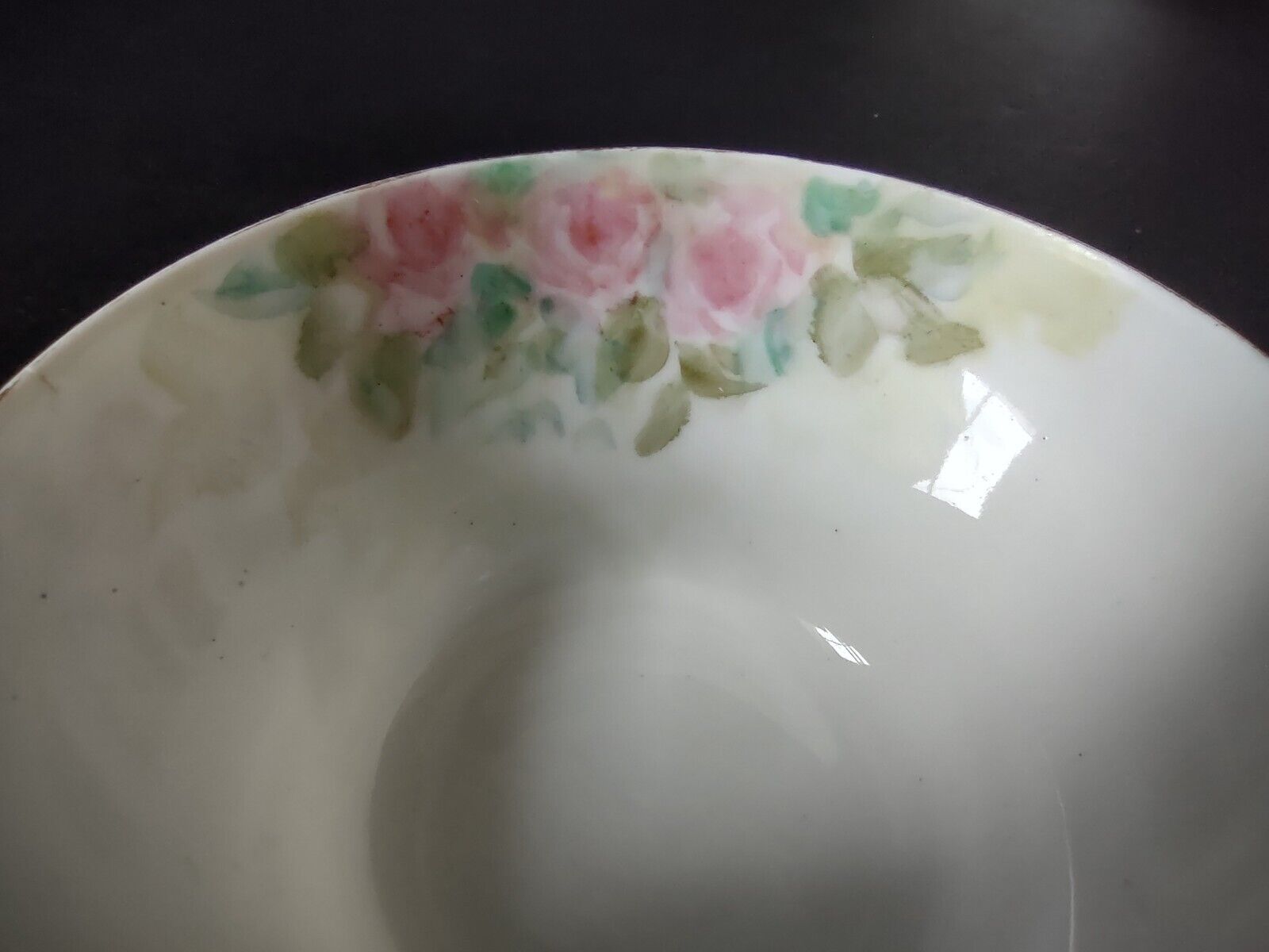 Haviland Limoges Gold Trim Pink Roses Teacup and Saucer IMPERFECT (lot 703)