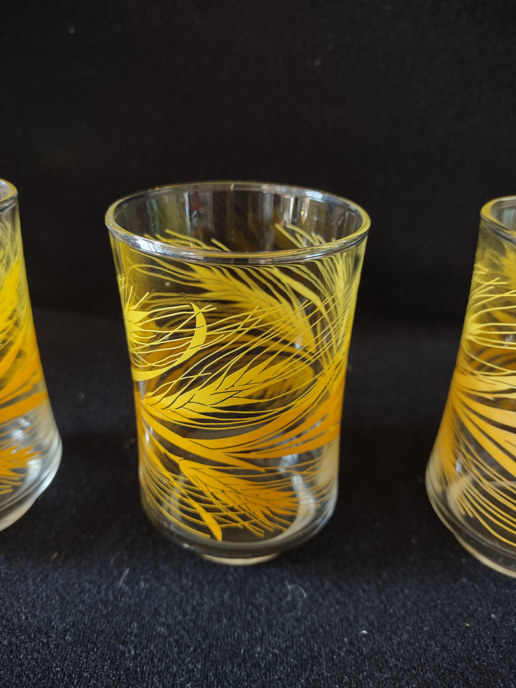 Vintage MCM Libbey 3-3/4" Golden Wheat Glasses x 4 (lot 5169)