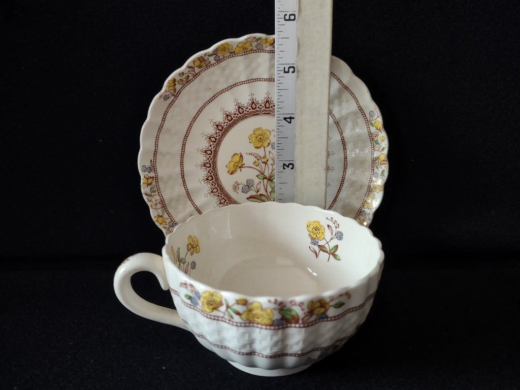 Vintage Spode Buttercup Teacup Saucer English Countryside Ironstone (lot 5747)
