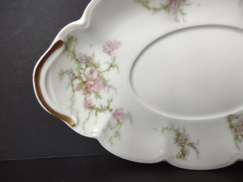 Haviland Limoges Gravy Bowl UNDERPLATE ONLY White Cabbage Rose Moss (lot 911)