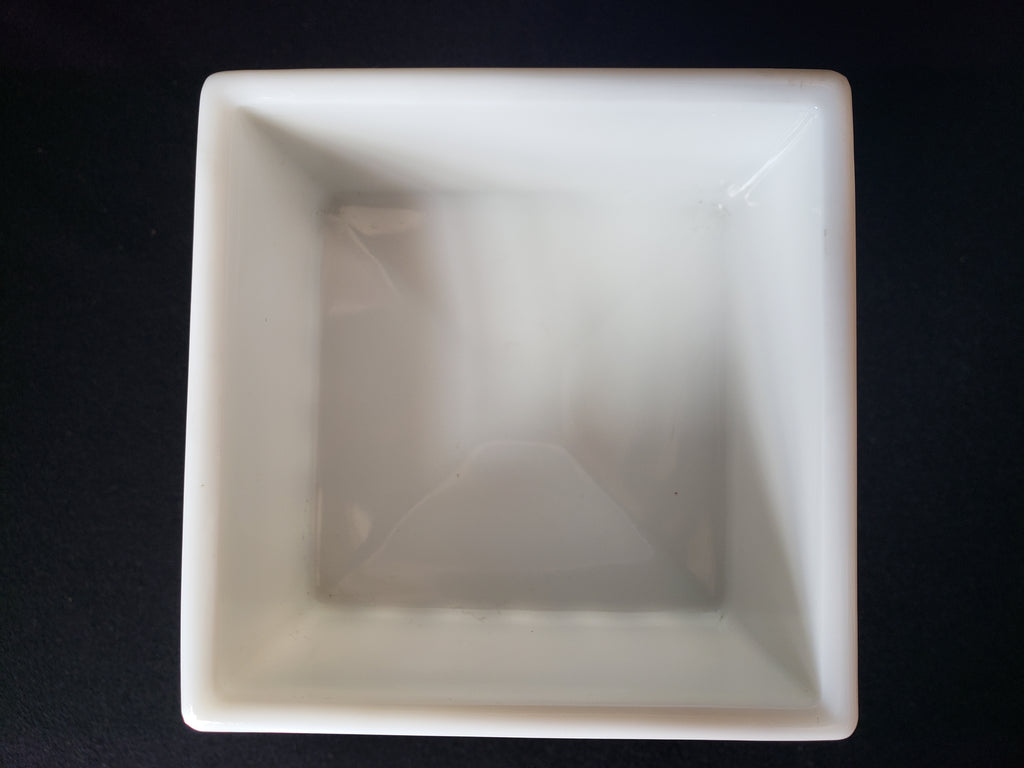 Vintage Milk Glass Footed Square Dish (lot 2218)