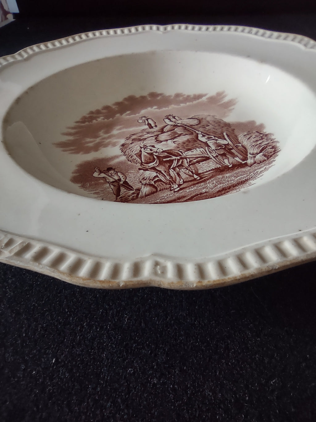 Vintage Copeland Spode Plate Agricultural Scene Ironstone Countryside (Lot 5806)