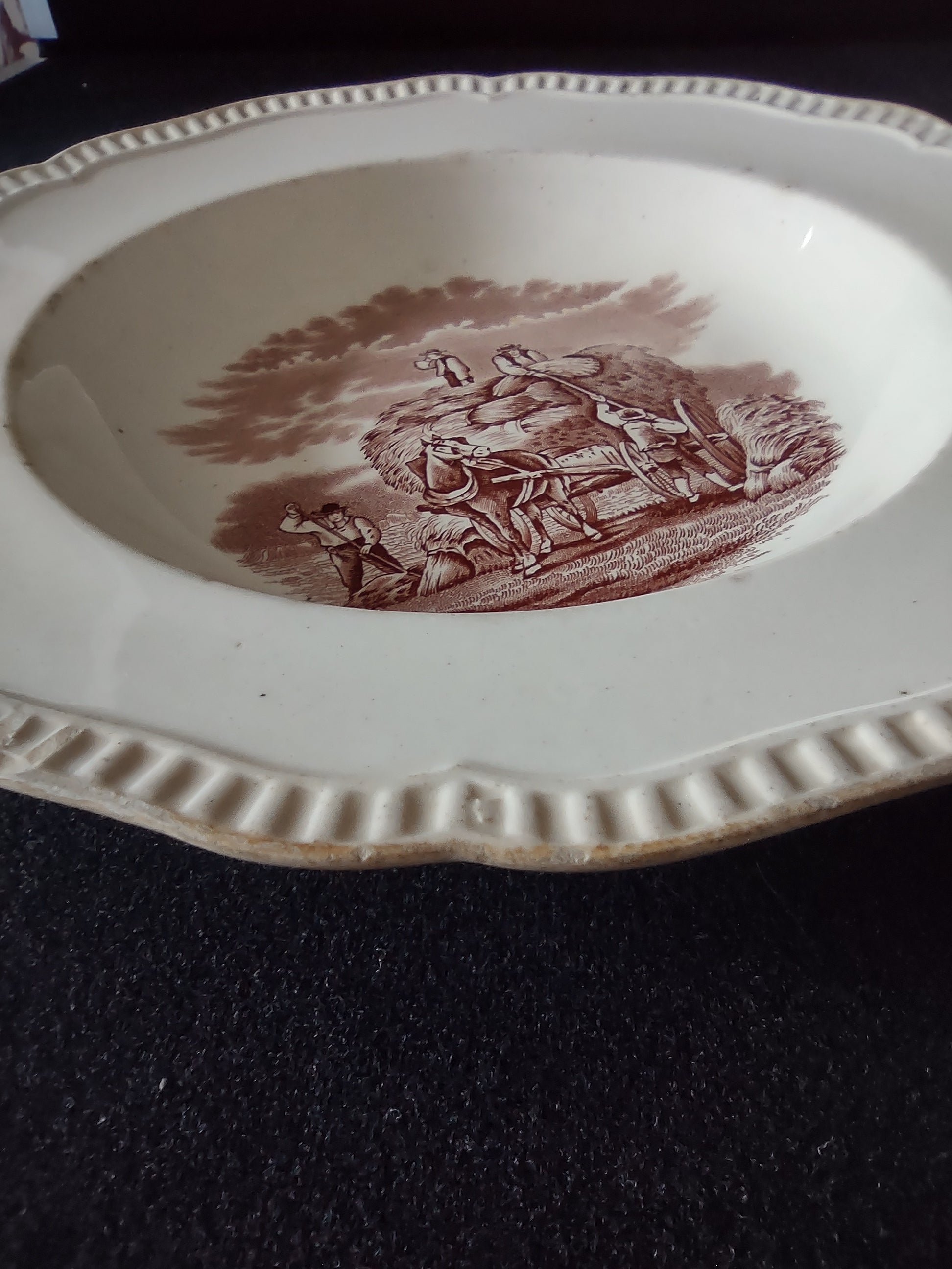 Vintage Copeland Spode Plate Agricultural Scene Ironstone Countryside (Lot 5806)