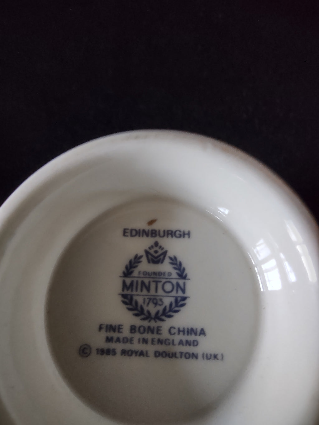 Vintage Minton Edinburgh Dark Blue Teacup Saucer Bone China Floral Gold (Lot5507