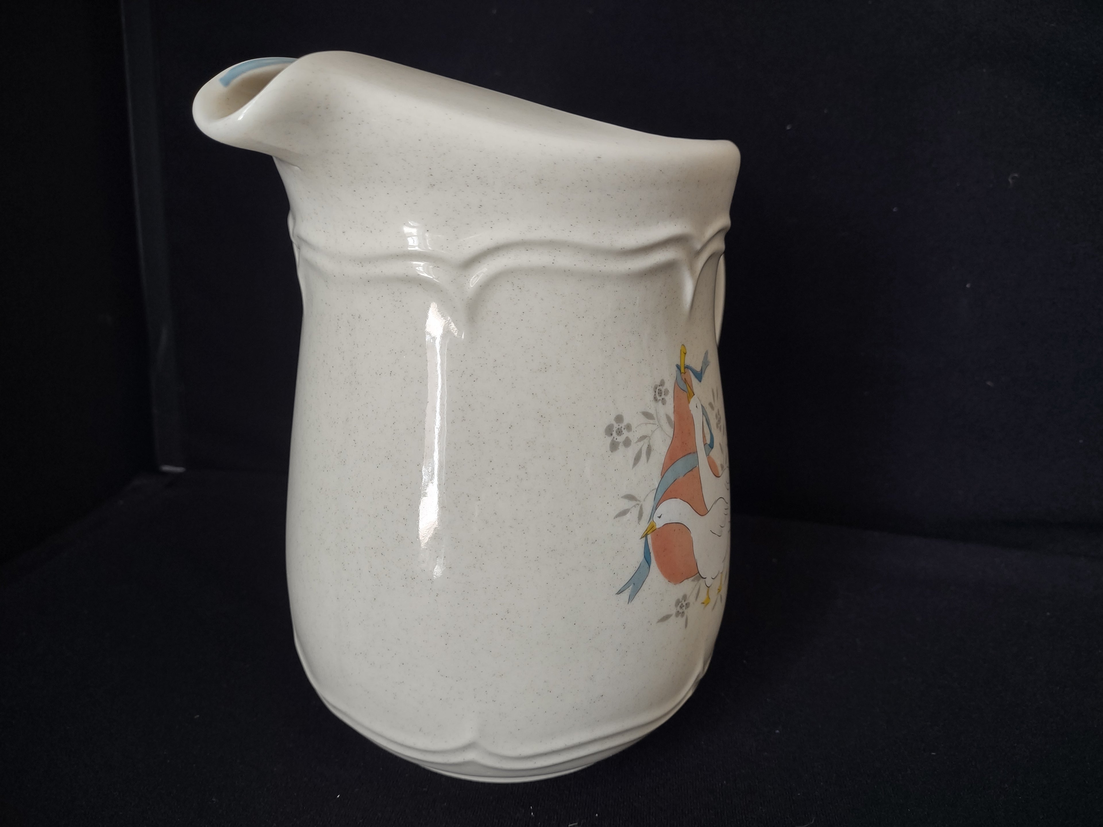 Vintage Ceramic Marmalade Pitcher Geese Duck Pear Ribbon Ice Lip (lot 2818c)