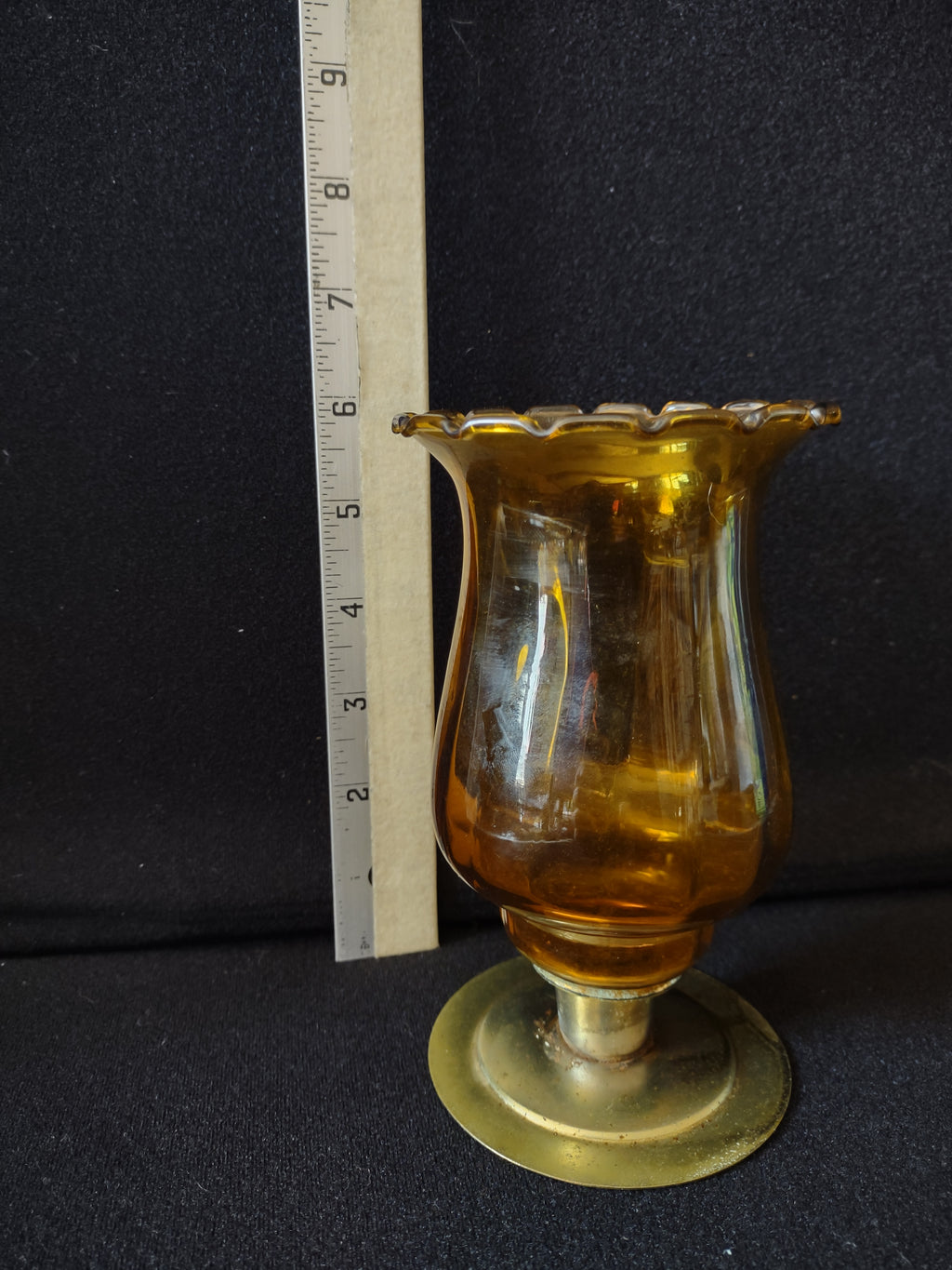 Vintage Homco Home Interiors Amber Votive Candle Holder 6" (lot 5397)