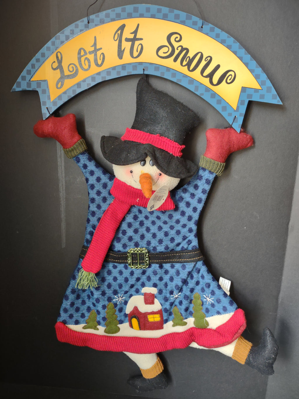 Christmas Let It Snow Snowman Wall Door Sign 28" (lot 3046j)