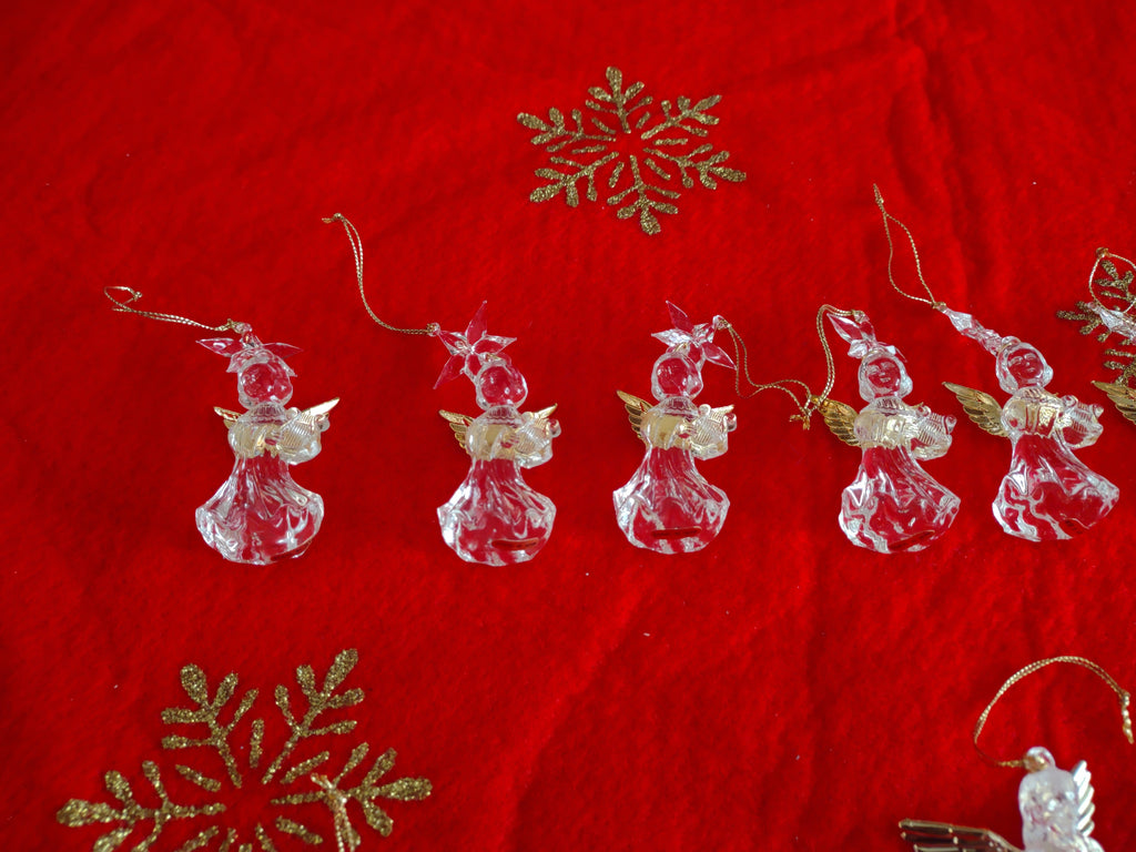 Christmas Tree Holiday Decor Set 15 Acrylic Angel Ornaments (lot 1288)