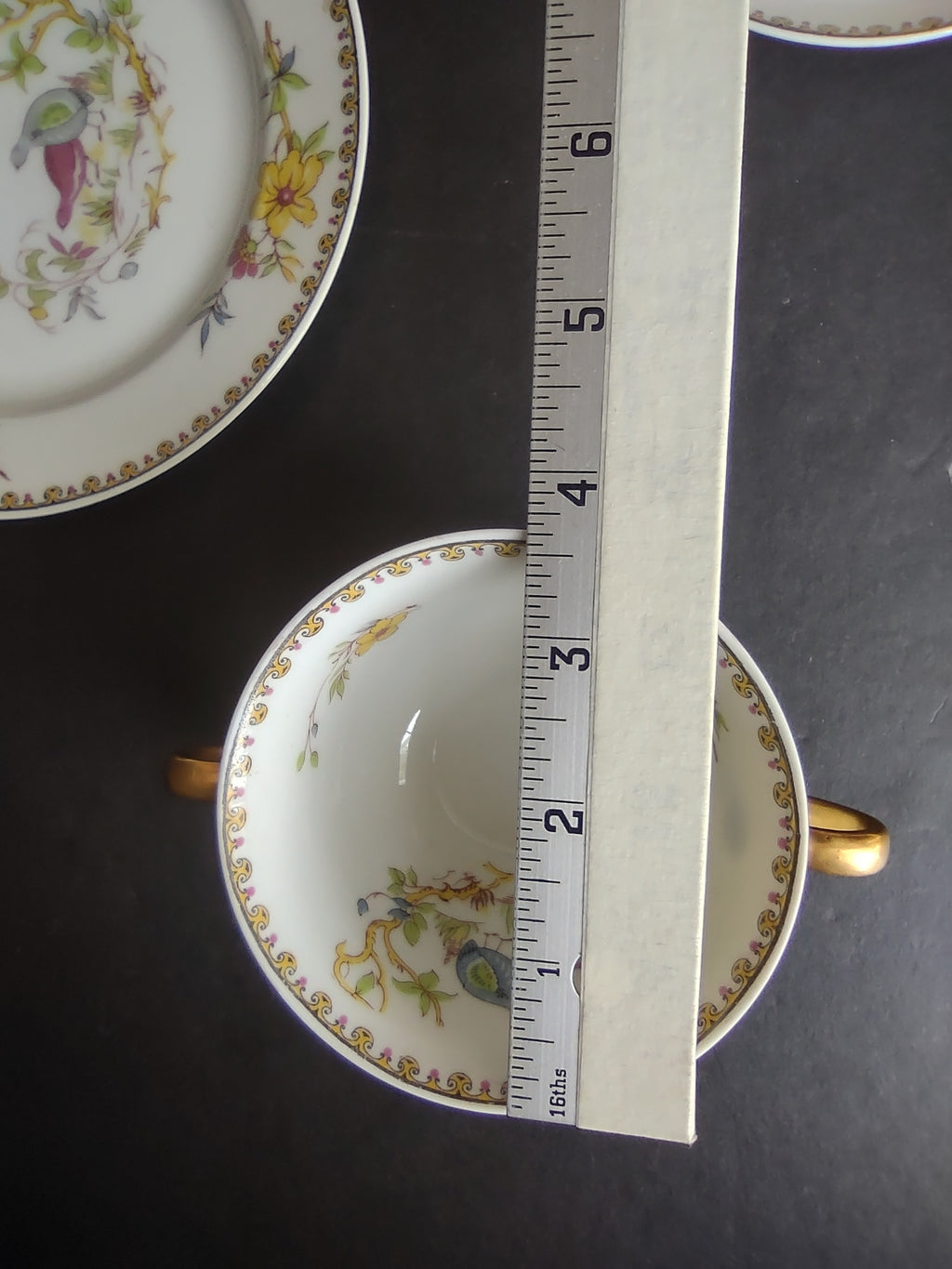 B. Altman Limoges Old Abbey Rouen Spray Pheasant Bouillon Cup & Bread (lot 813)