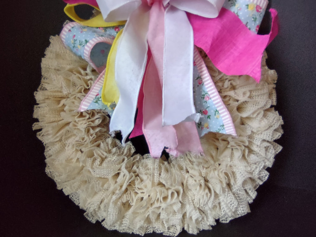 Handmade Easter Colors Spring Wreath Mesh Ribbon 18" (lot 1453)