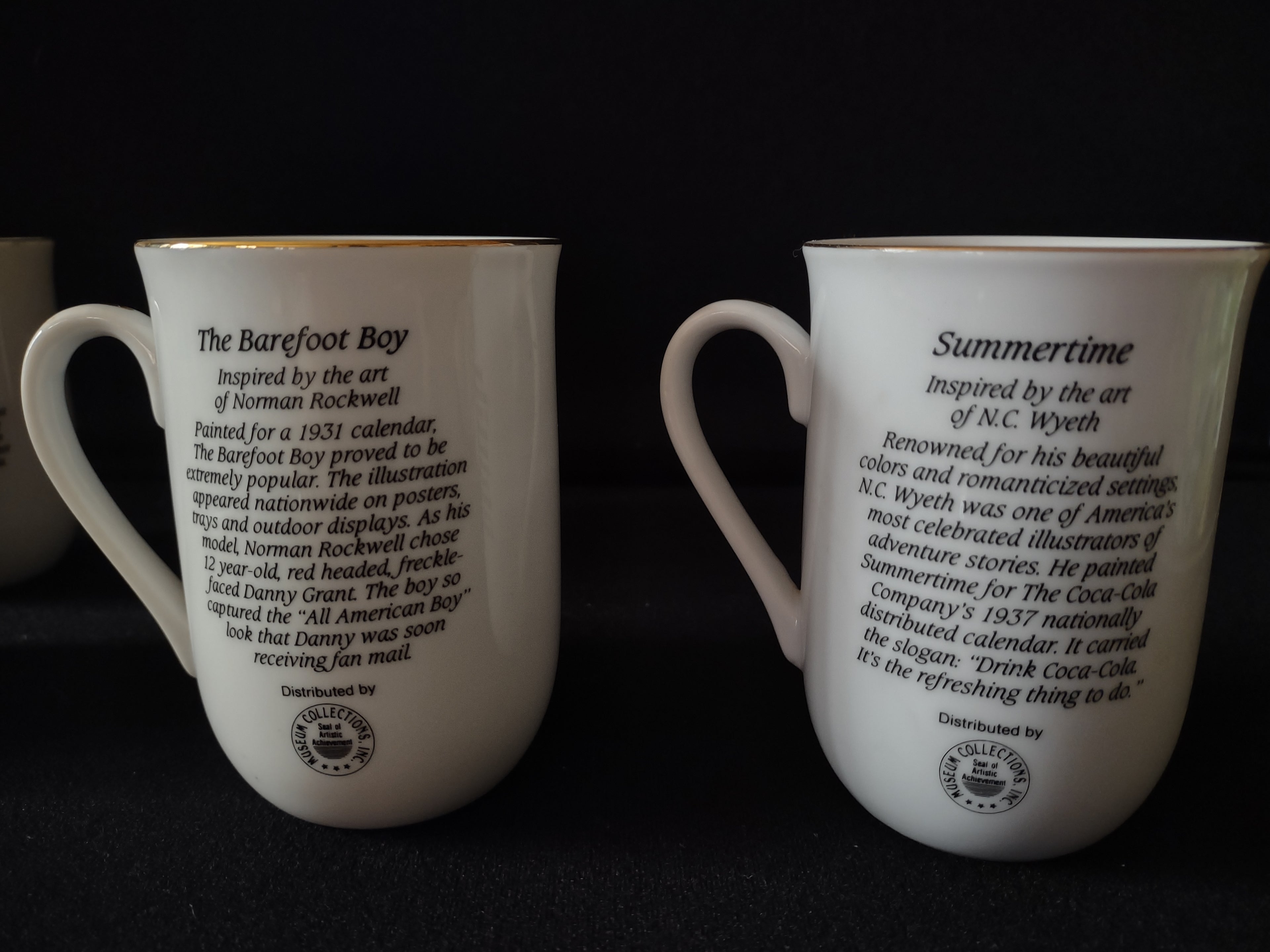 Vintage Coca-Cola Rockwell Mug x 4 Summertime Barefoot Boy Seashore (lot 5411)